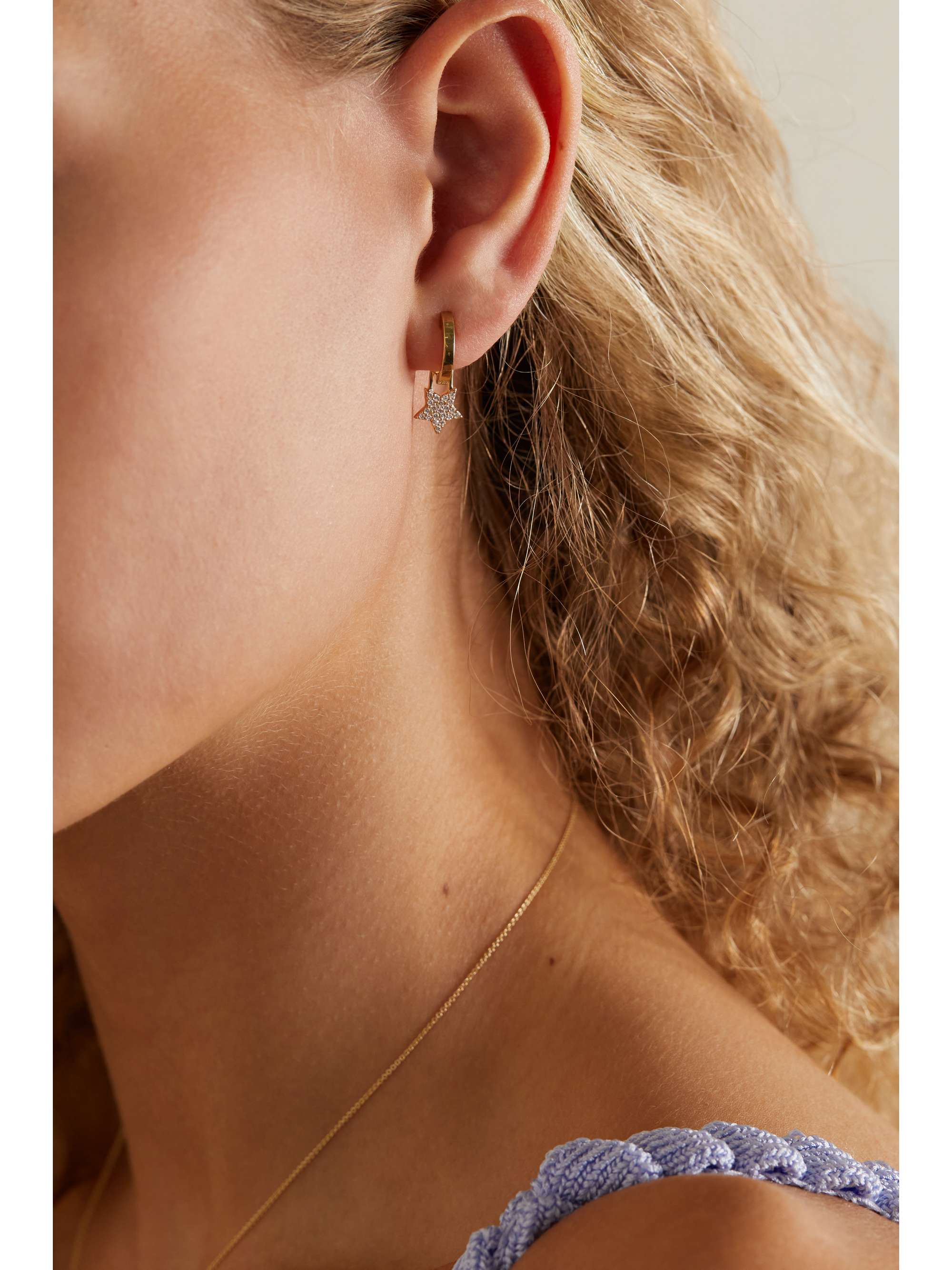ROBINSON PELHAM Orb and Bee EarWish 14-karat gold, diamond and sapphire single hoop earring