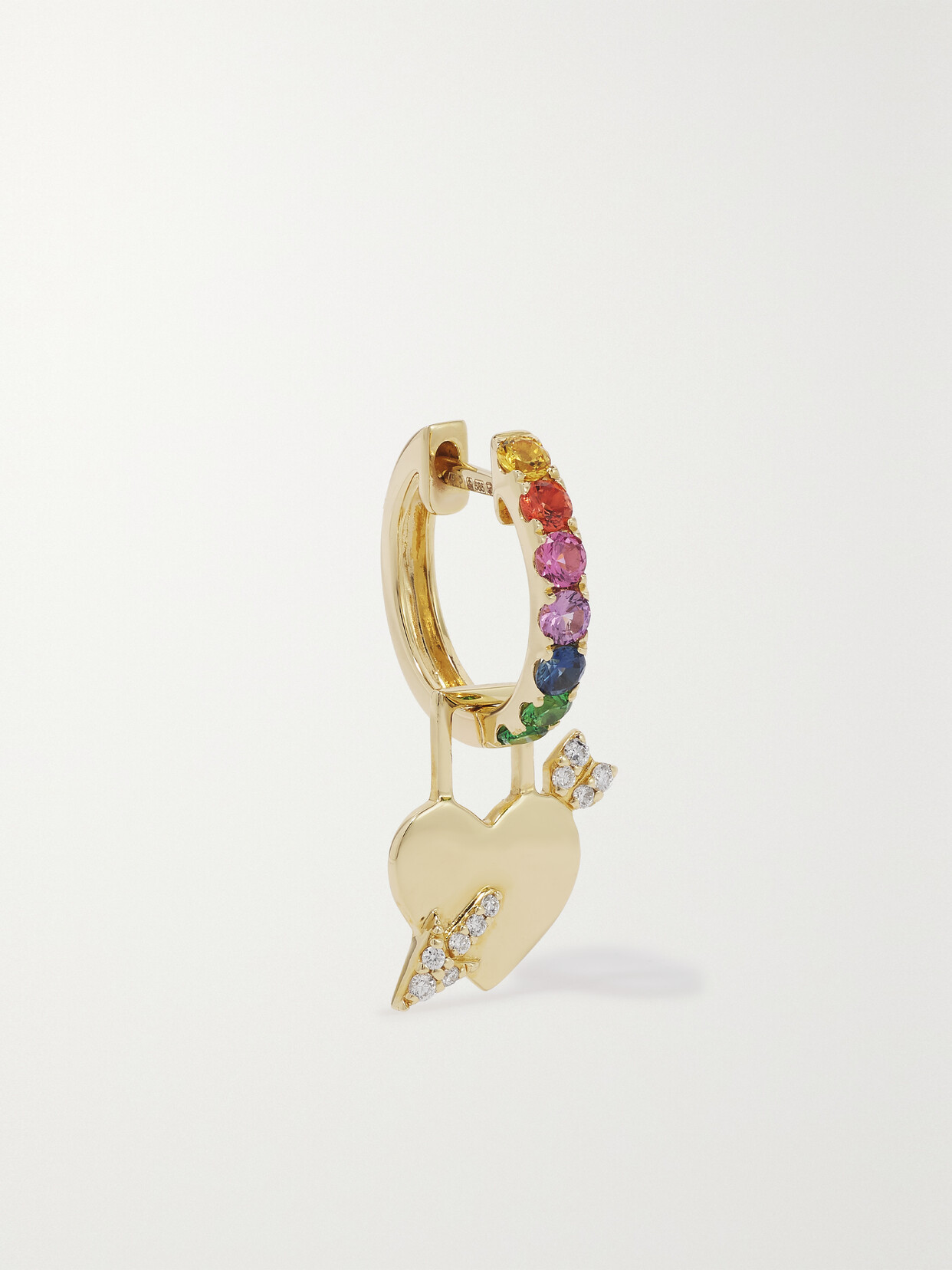 Robinson Pelham - Orb And Cupid's Heart Earwish 14-karat Gold Multi-stone Single Hoop Earring - One size
