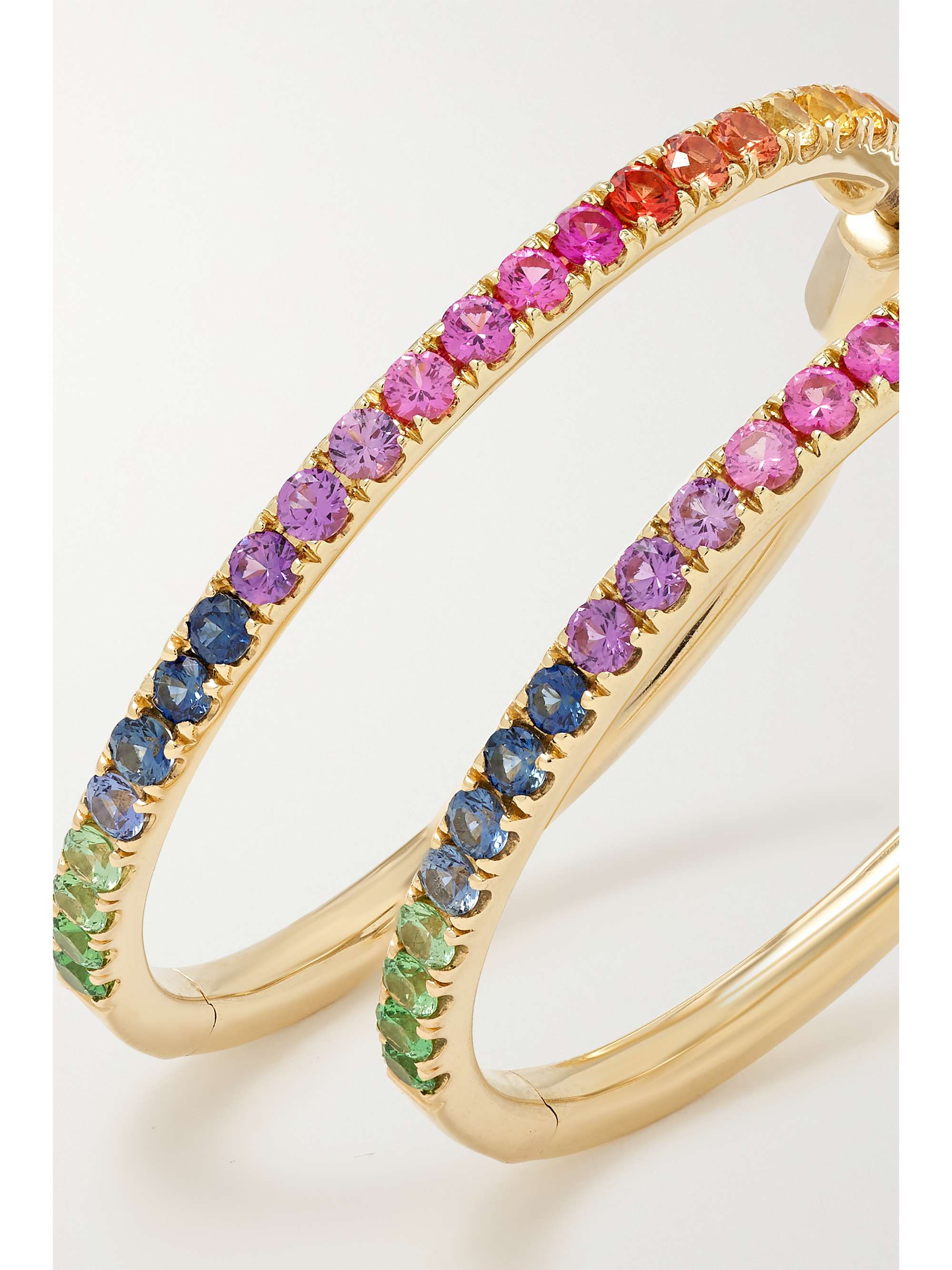 ROBINSON PELHAM Giant Orb 14-karat gold, sapphire and tsavorite hoop earrings