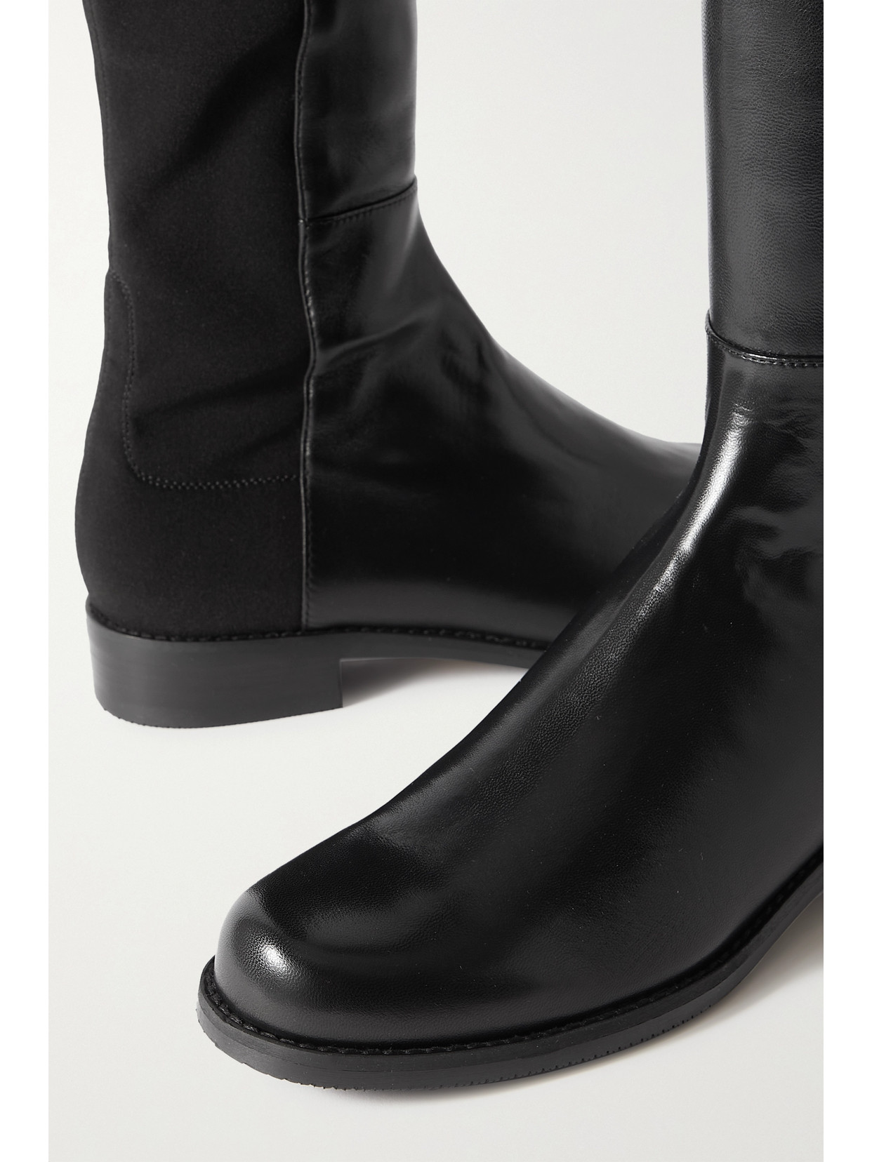 Shop Stuart Weitzman 5050 Lift Leather And Stretch Over-the-knee Boots In Black