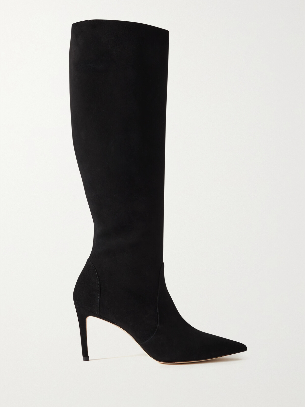 Stuart Weitzman Stuart Suede Stiletto Knee Boots In Black