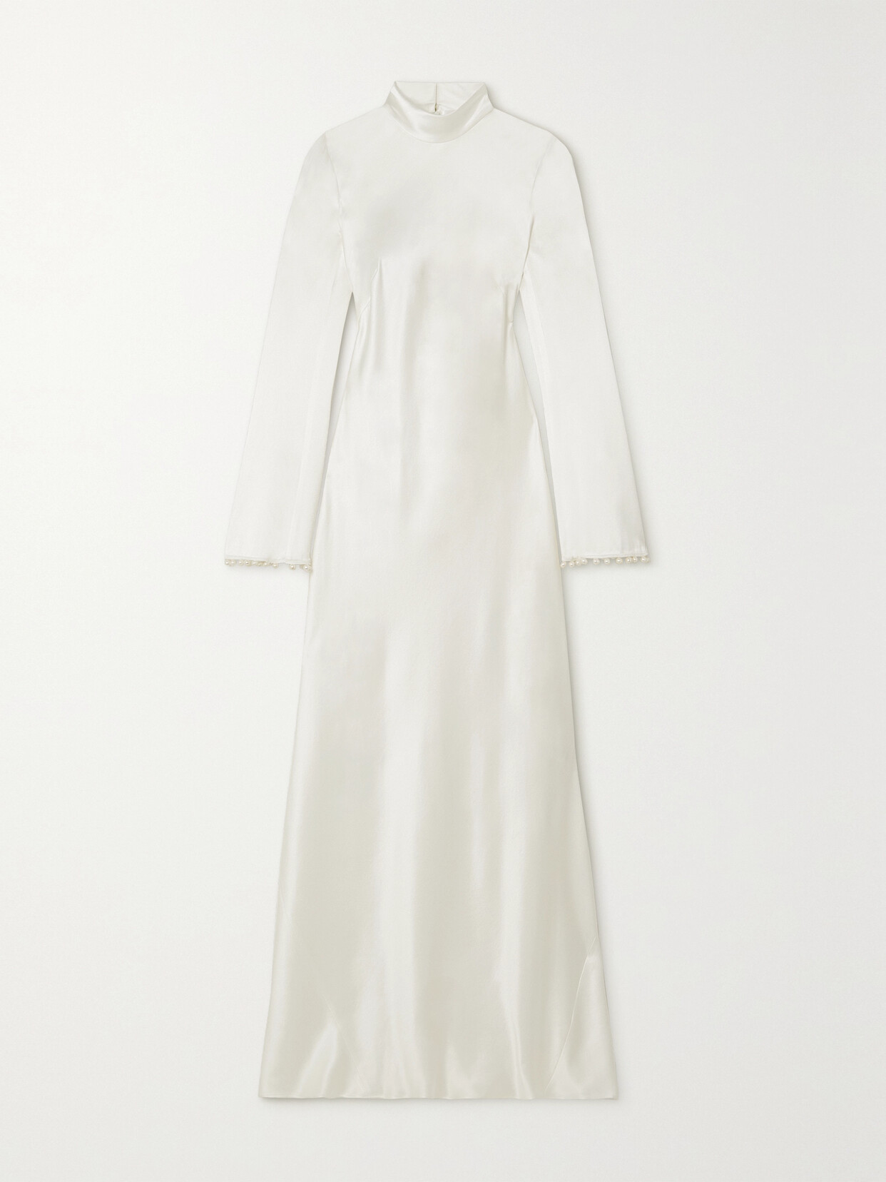 Galvan Praiano Faux Pearl-embellished Silk-satin Maxi Dress In Ivory