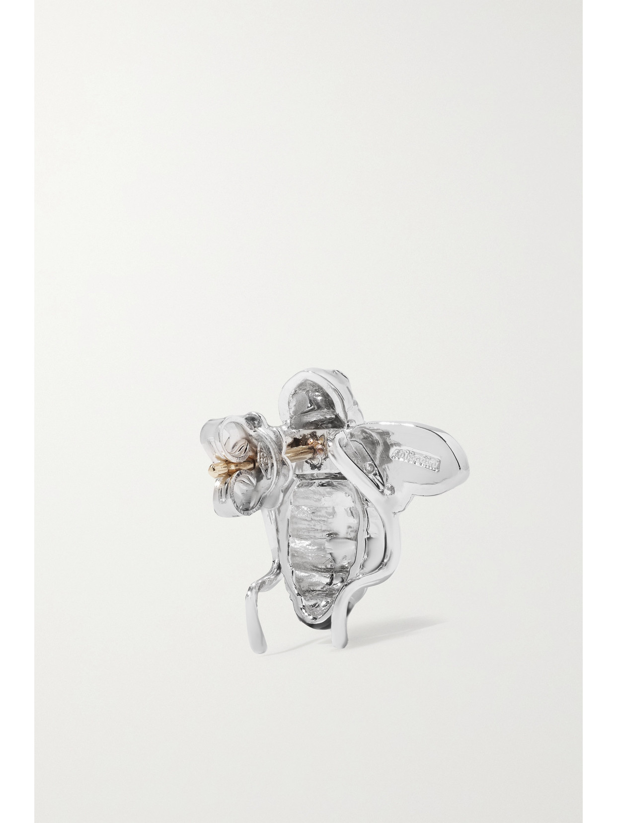 Sabbadini Baby Bee 18-karat White Gold, Lacquer And Diamond Earrings In White Gold
