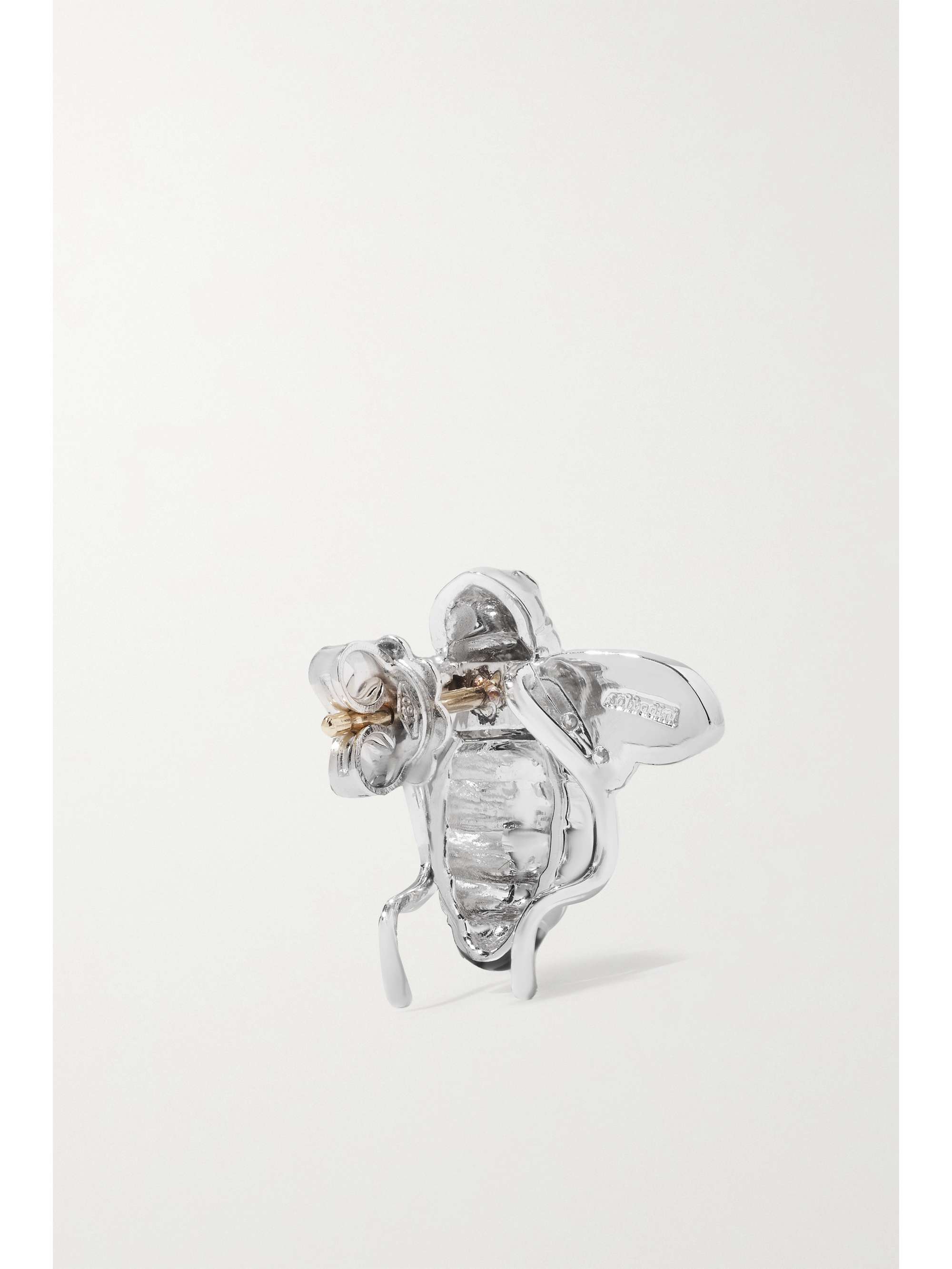 SABBADINI Baby Bee 18K 白金、钻石、漆面耳环