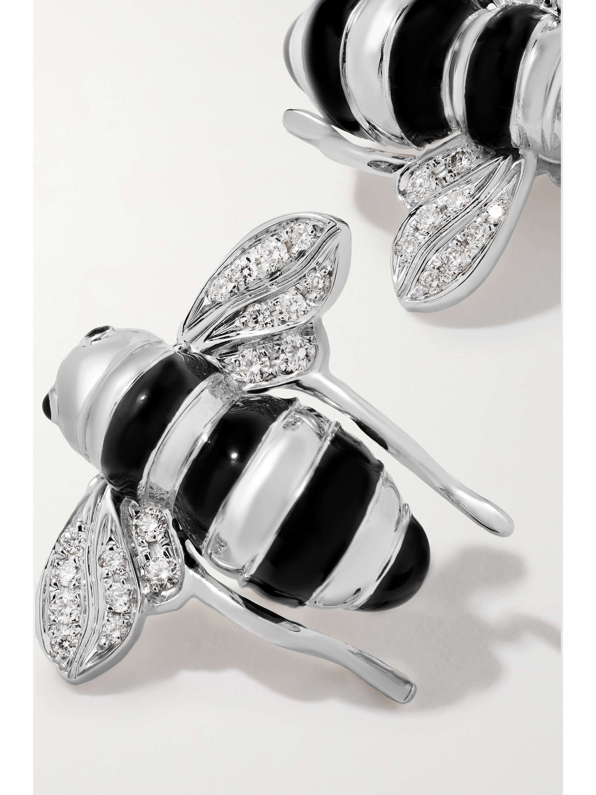 SABBADINI Baby Bee 18K 白金、钻石、漆面耳环