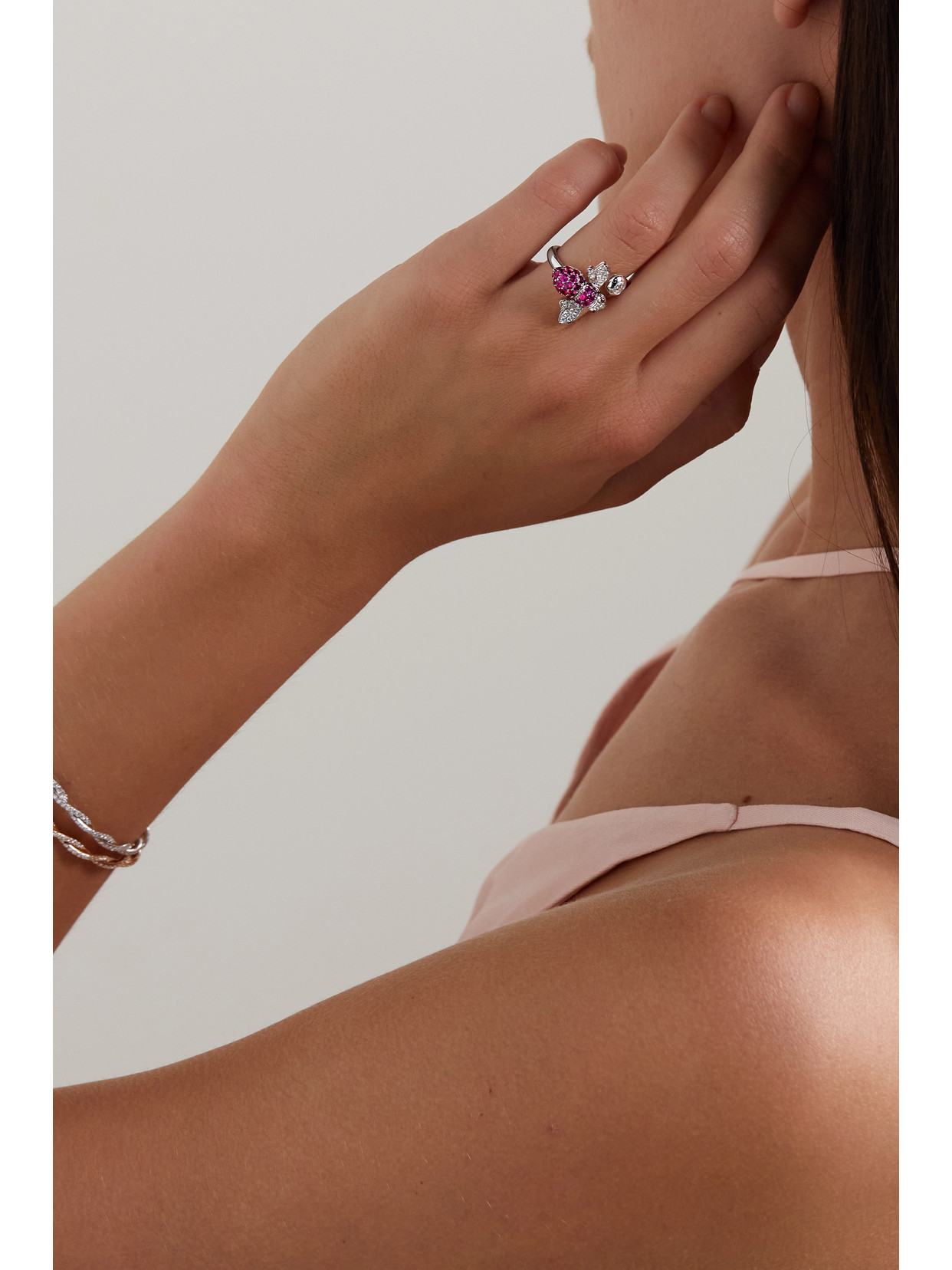 Sabbadini Bee 18-karat White Gold, Sapphire And Diamond Ring In White Gold