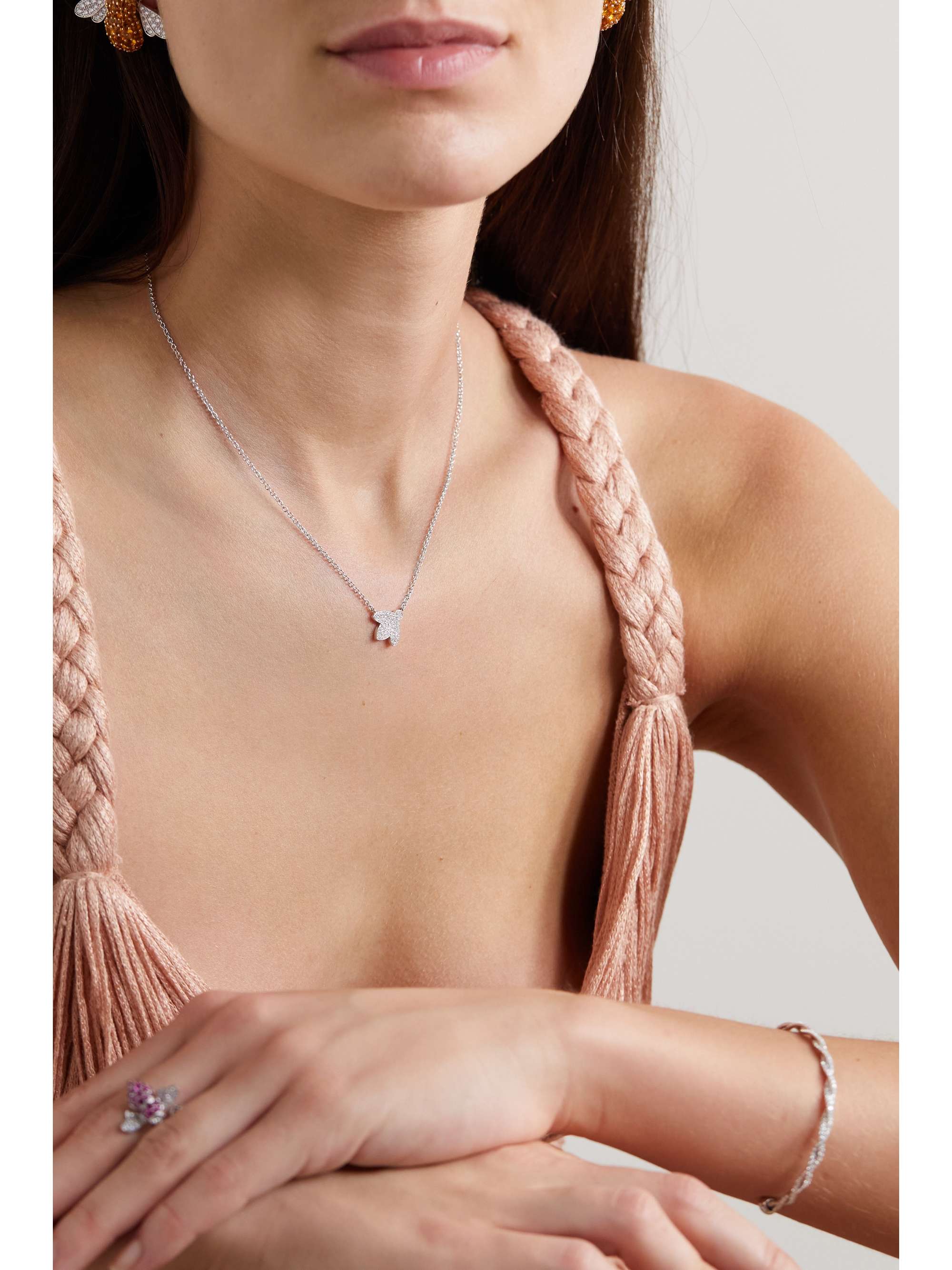 SABBADINI 18-karat white gold diamond necklace