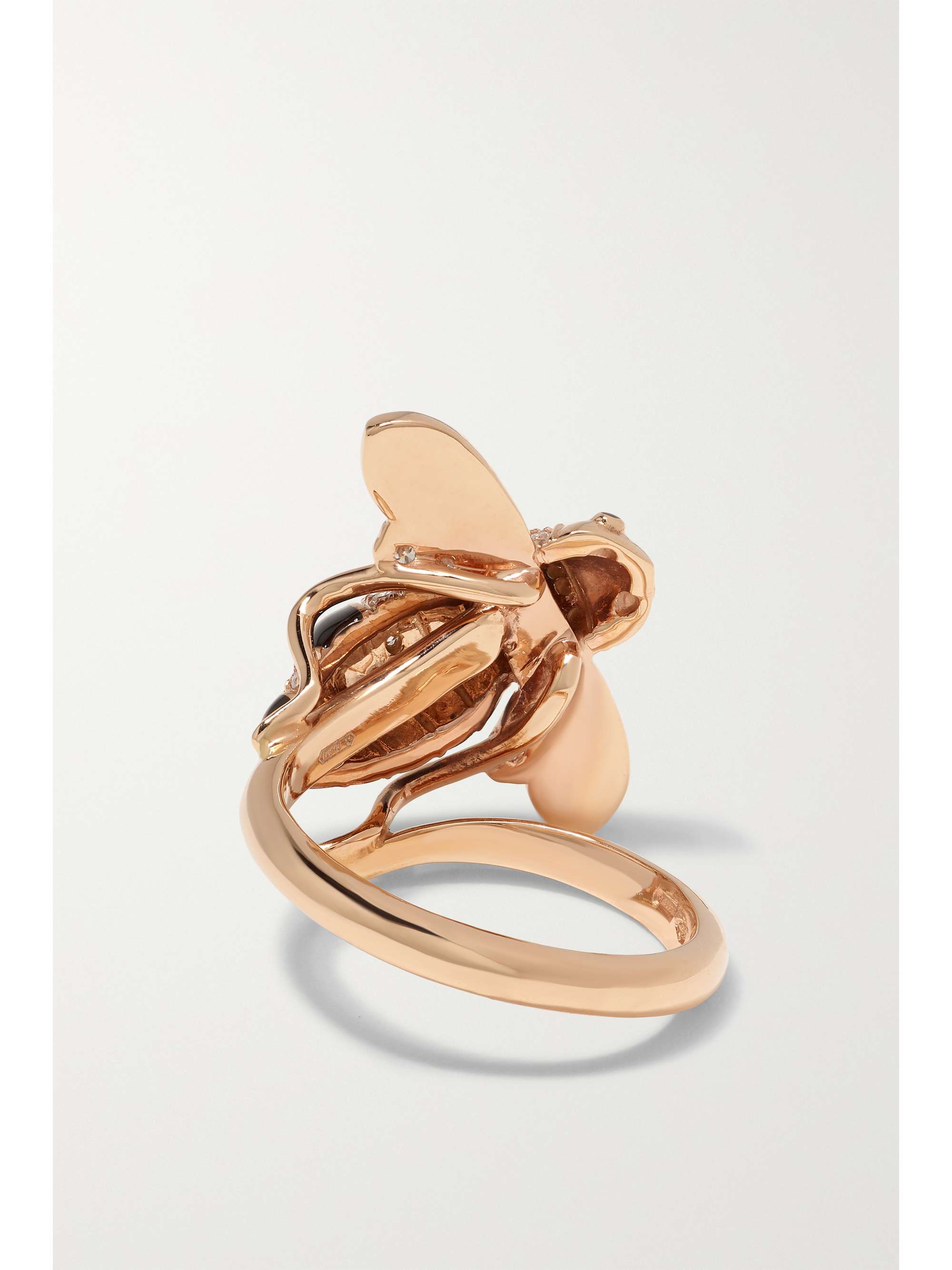 SABBADINI Baby Bee 18-karat white gold, lacquer and diamond ring