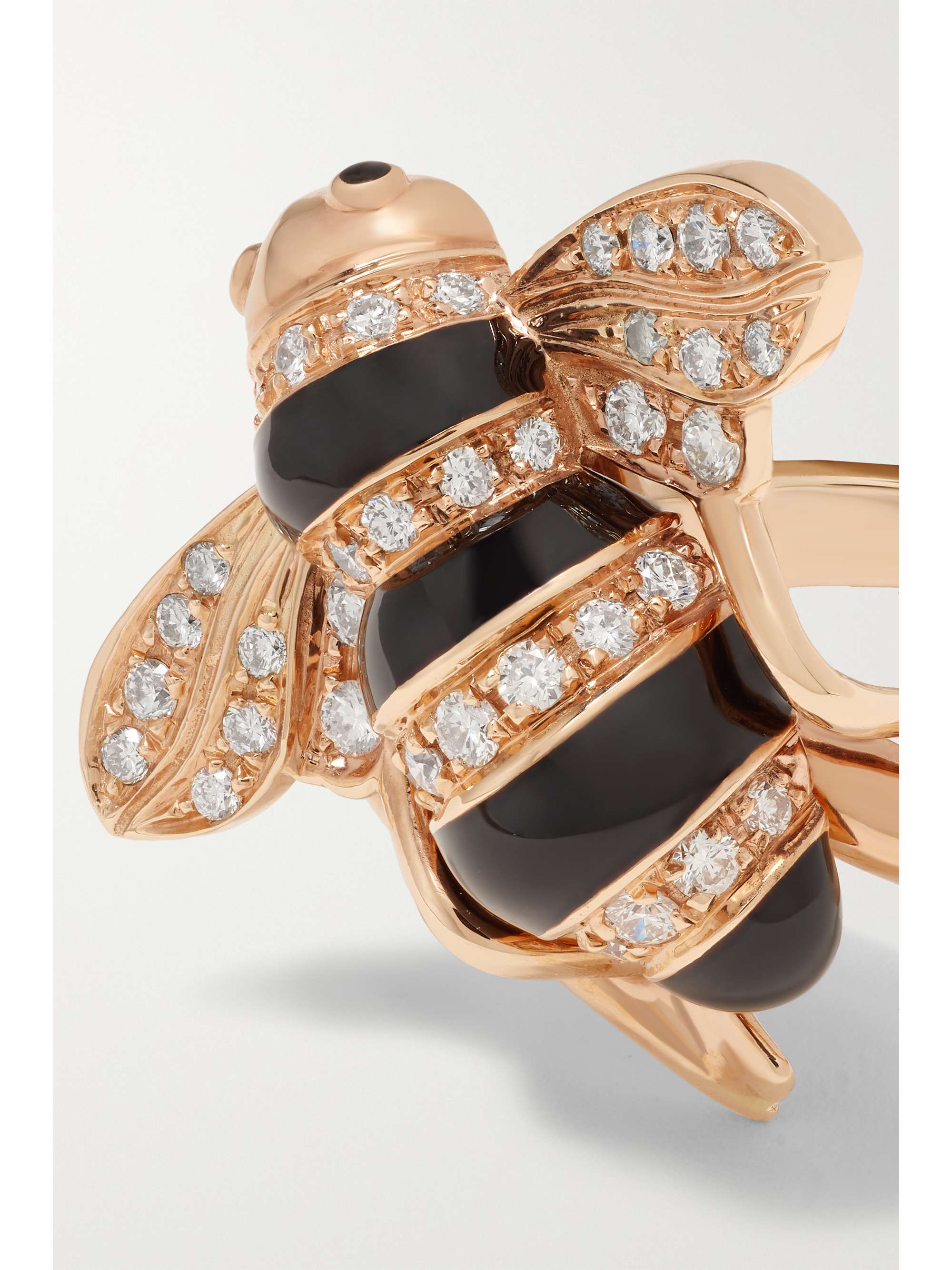 SABBADINI Baby Bee 18-karat white gold, lacquer and diamond ring