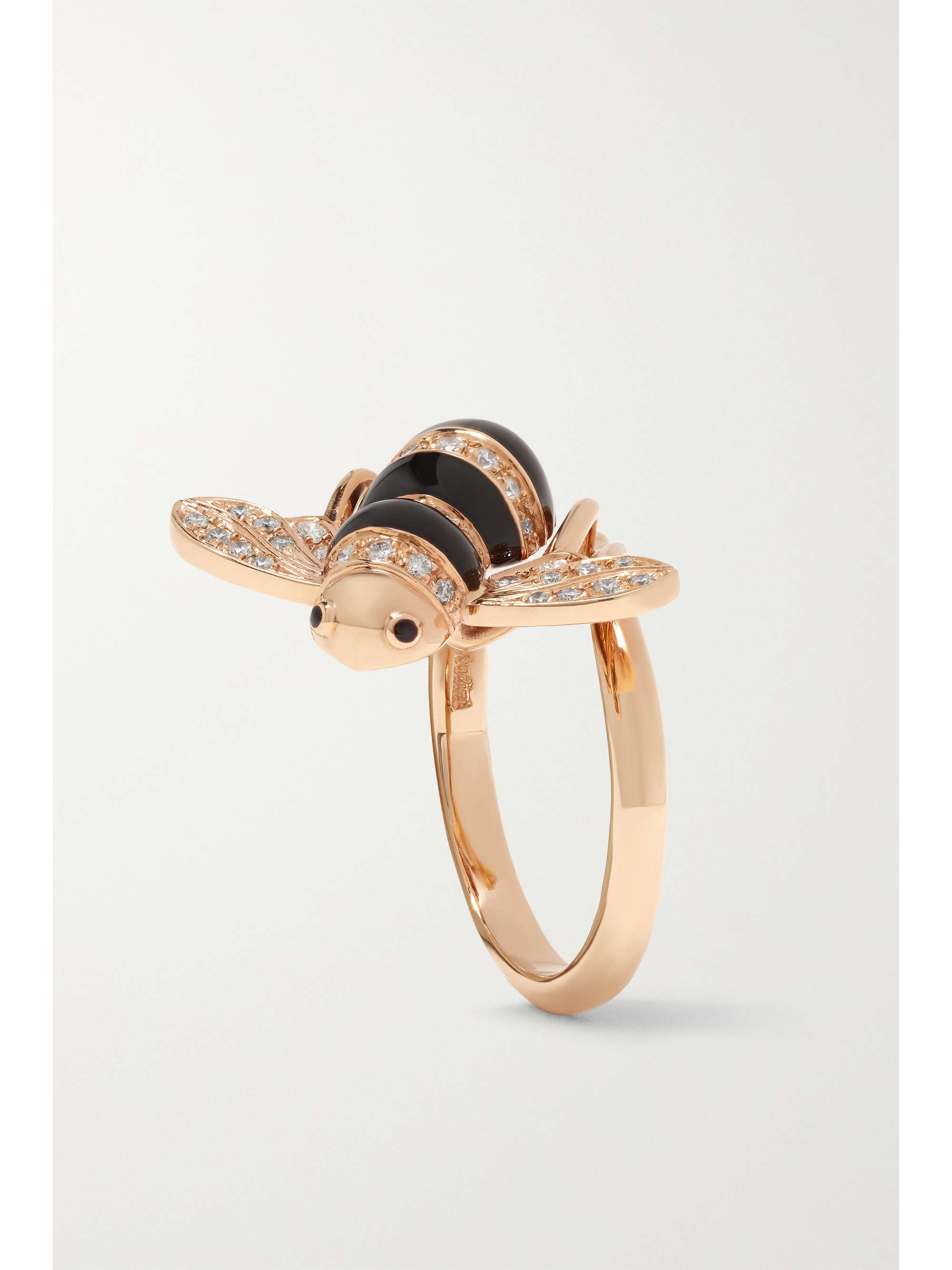 SABBADINI Baby Bee 18-karat white gold, lacquer and diamond ring