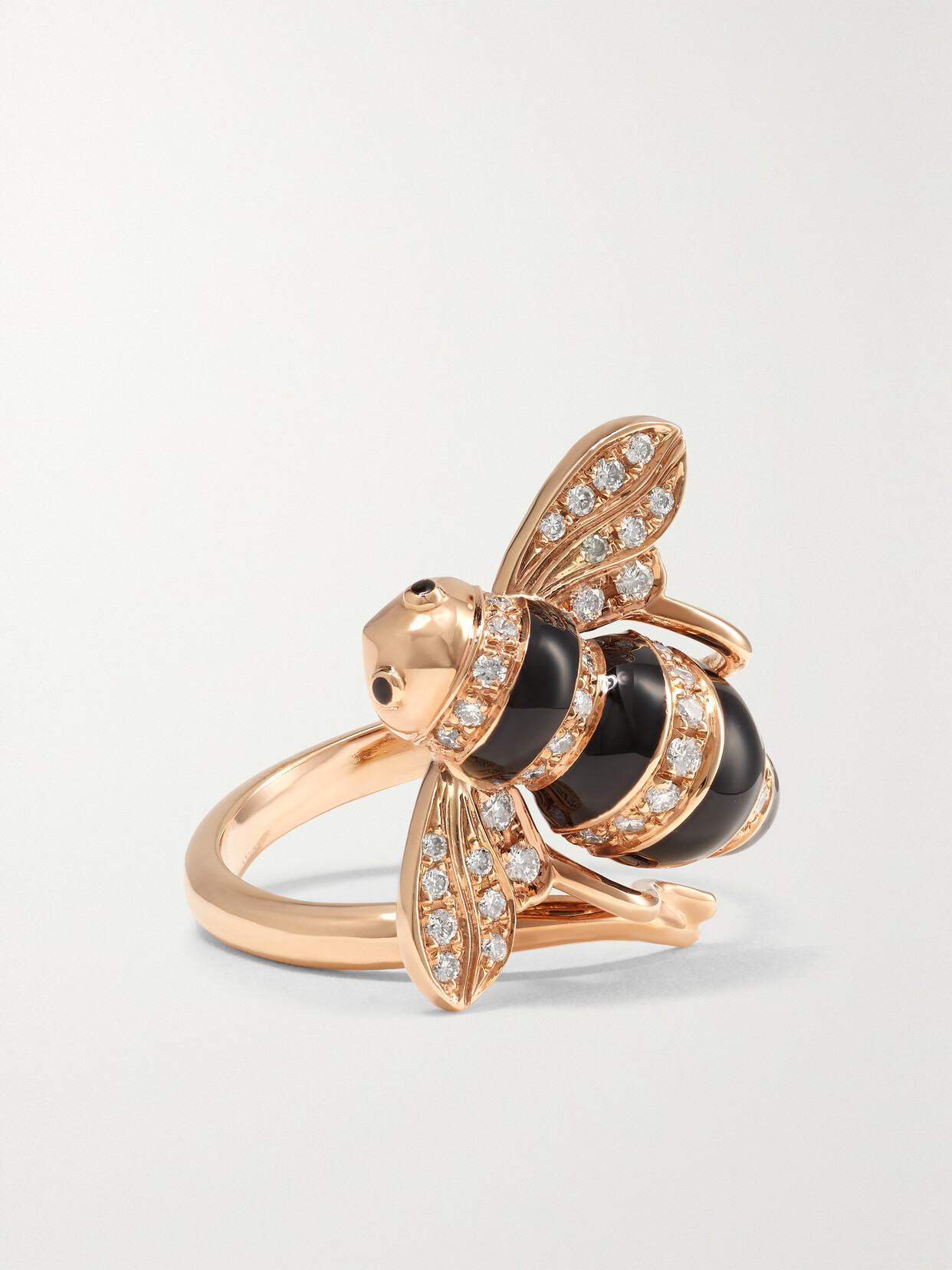 Sabbadini Baby Bee 18-karat Rose Gold, Lacquer And Diamond Ring