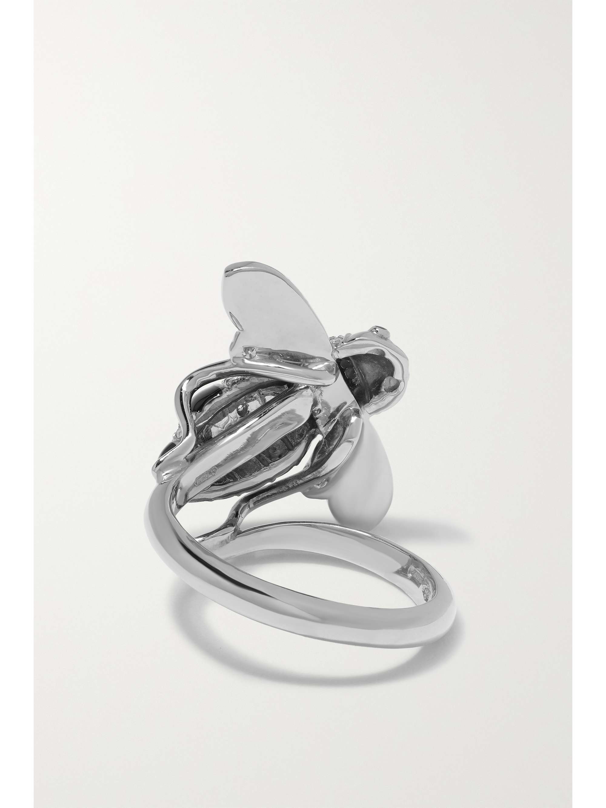 SABBADINI Baby Bee 18-karat white gold, lacquer and diamond ring