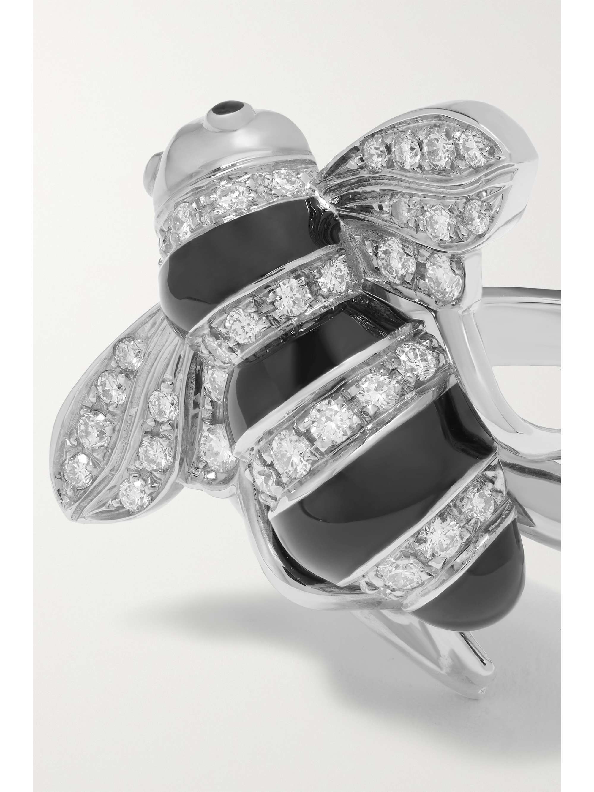 SABBADINI Baby Bee 18-karat white gold, lacquer and diamond ring