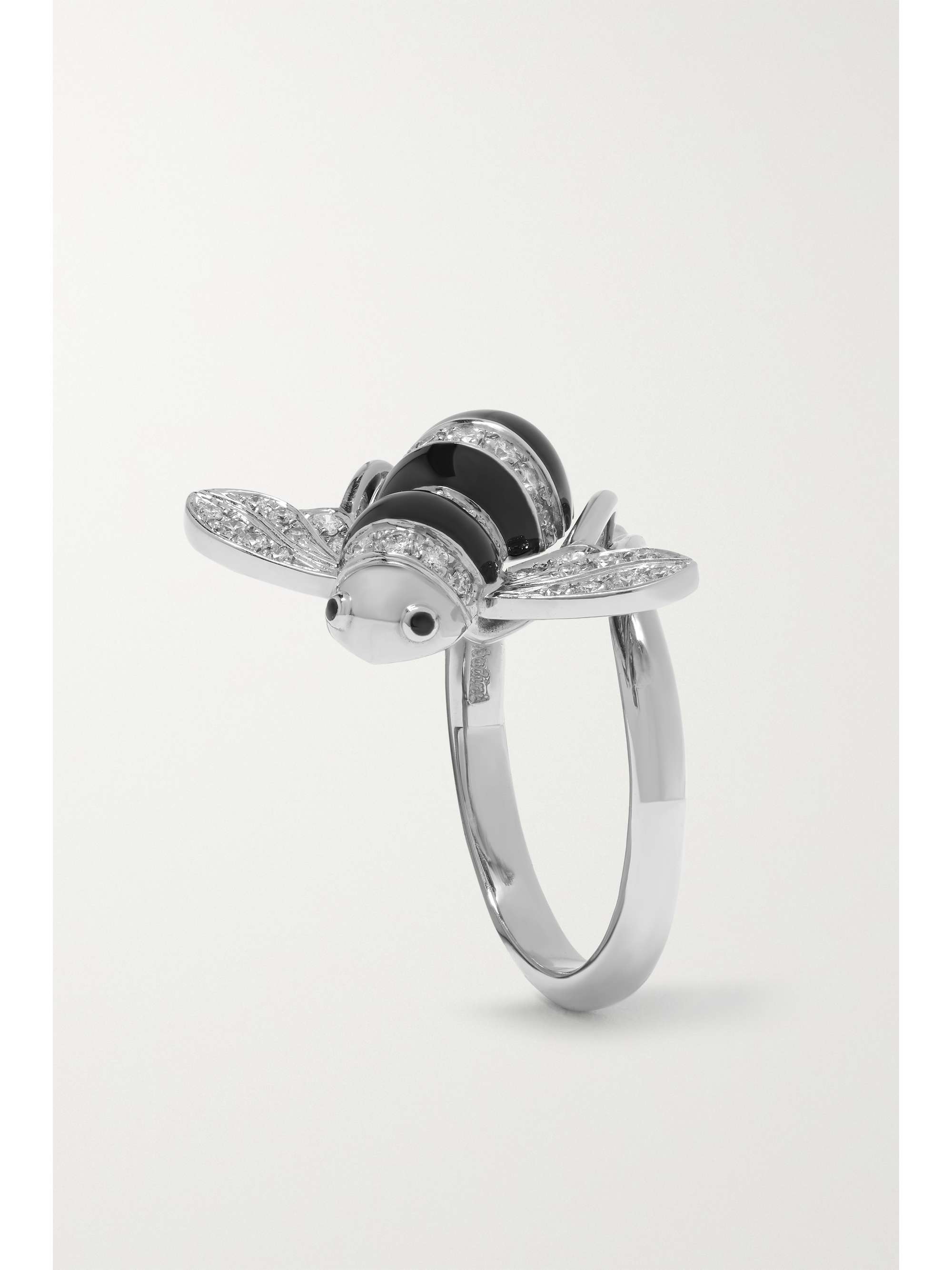 SABBADINI Baby Bee 18-karat white gold, lacquer and diamond ring