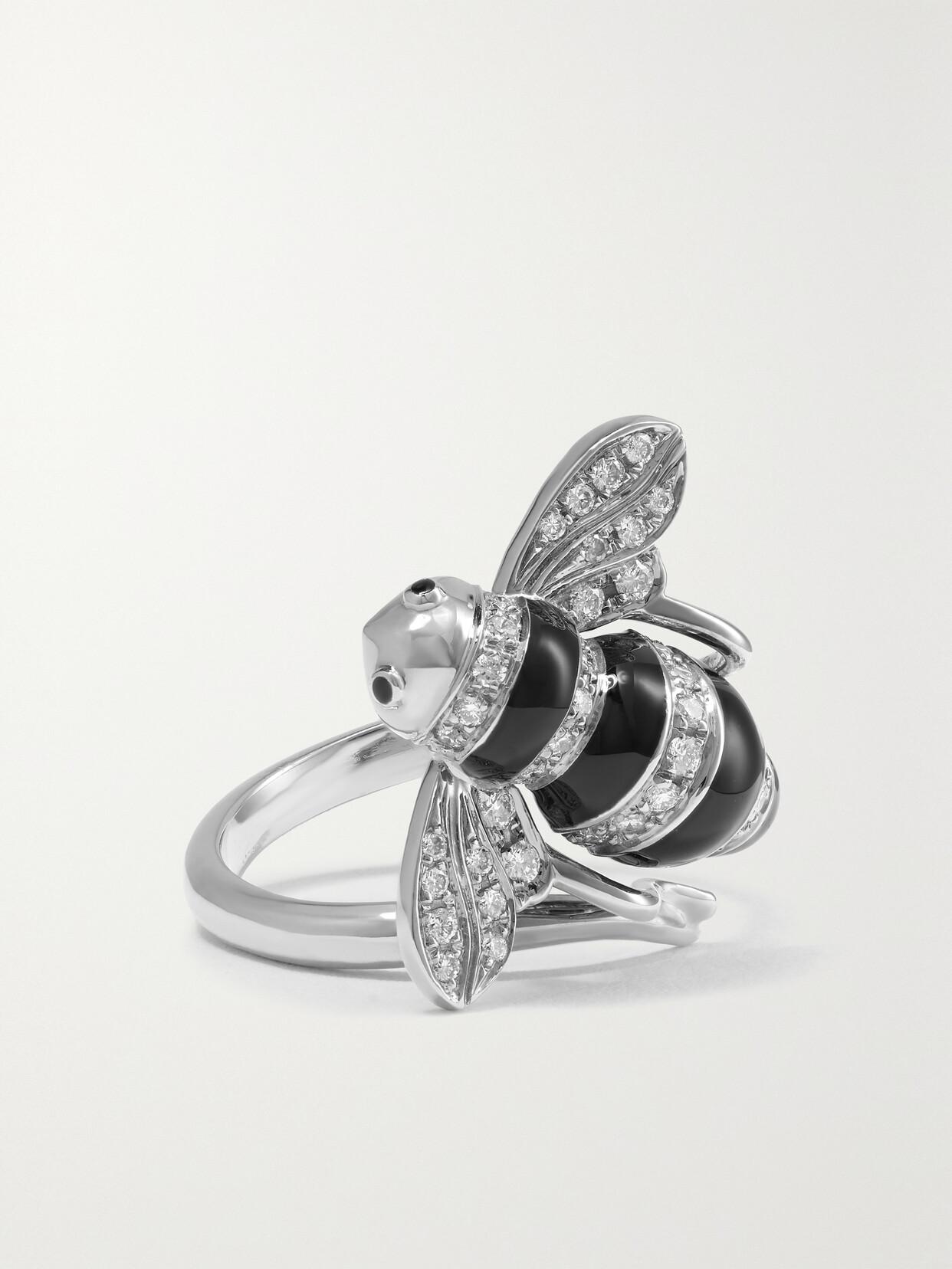 Sabbadini Baby Bee 18-karat White Gold, Lacquer And Diamond Ring