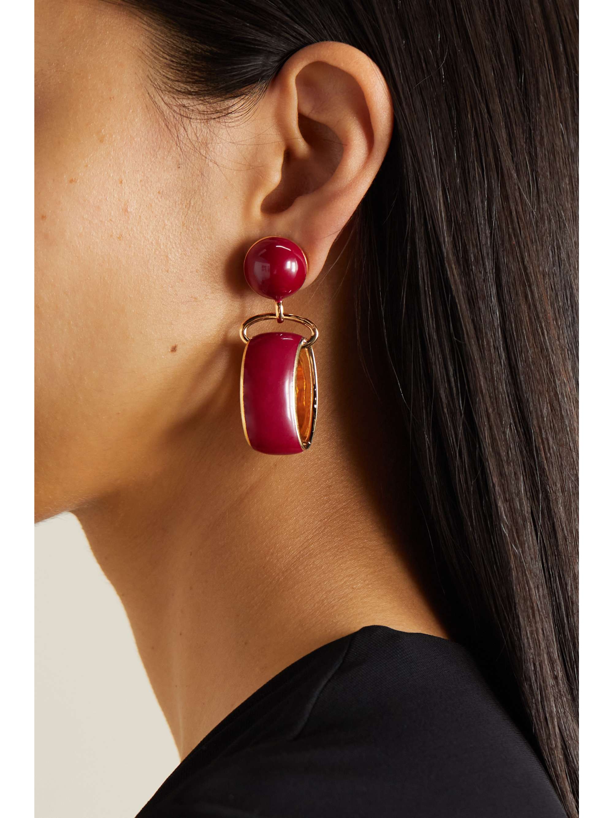 SABBADINI Tokyo 18-karat rose gold, bronze and lacquer earrings