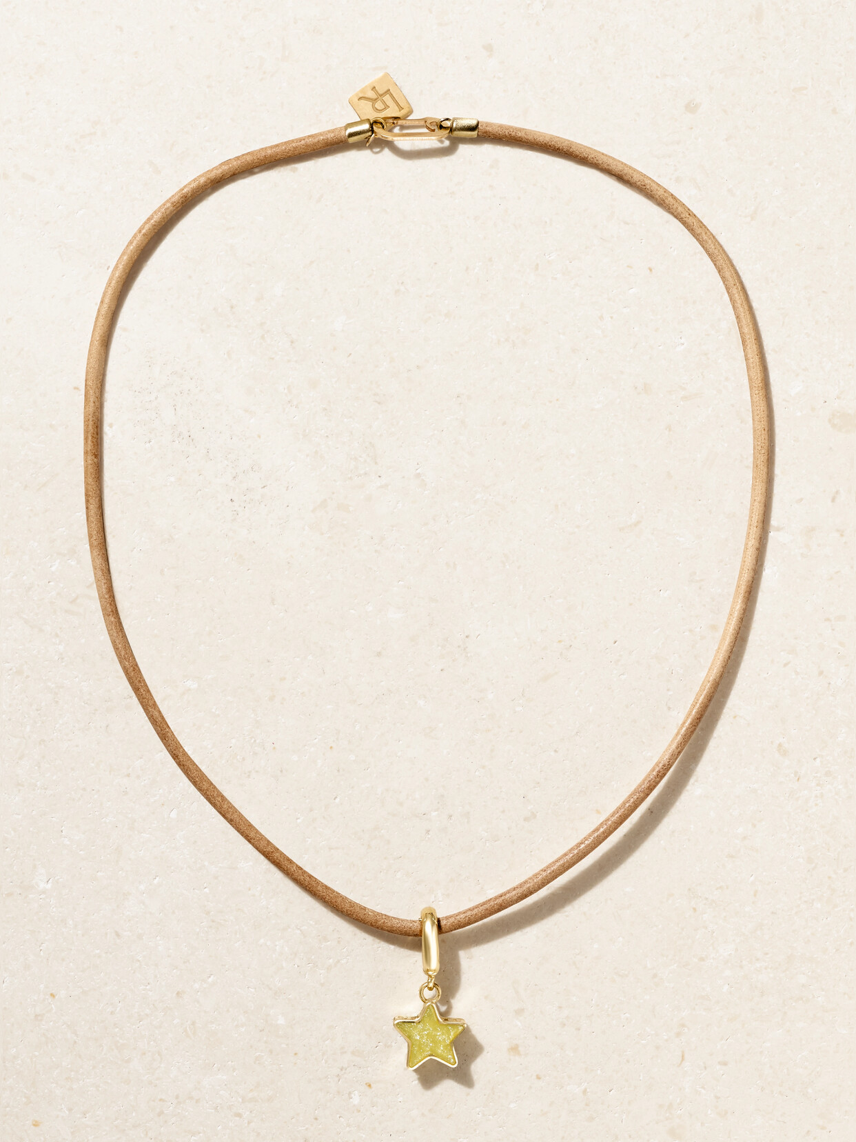 Lauren Rubinski 14-karat Gold, Enamel And Leather Necklace