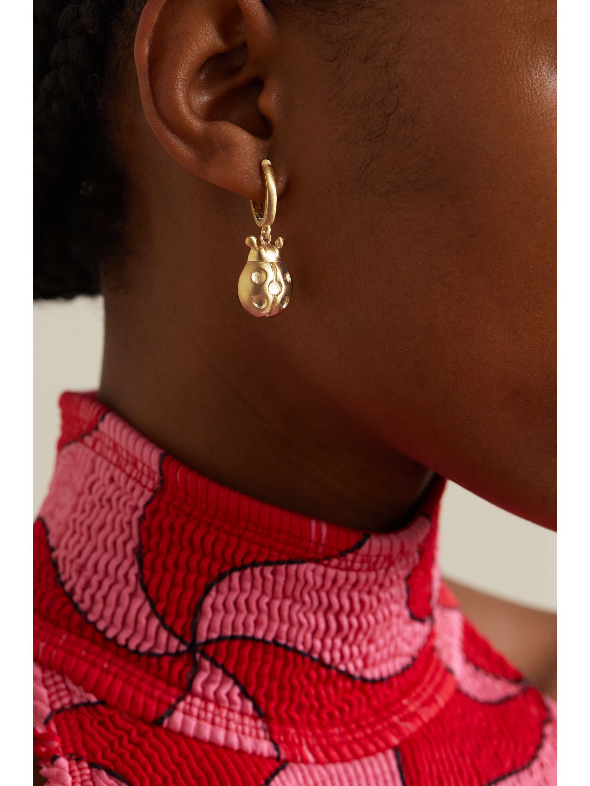 LAUREN RUBINSKI Lady Bug 14-karat gold earrings