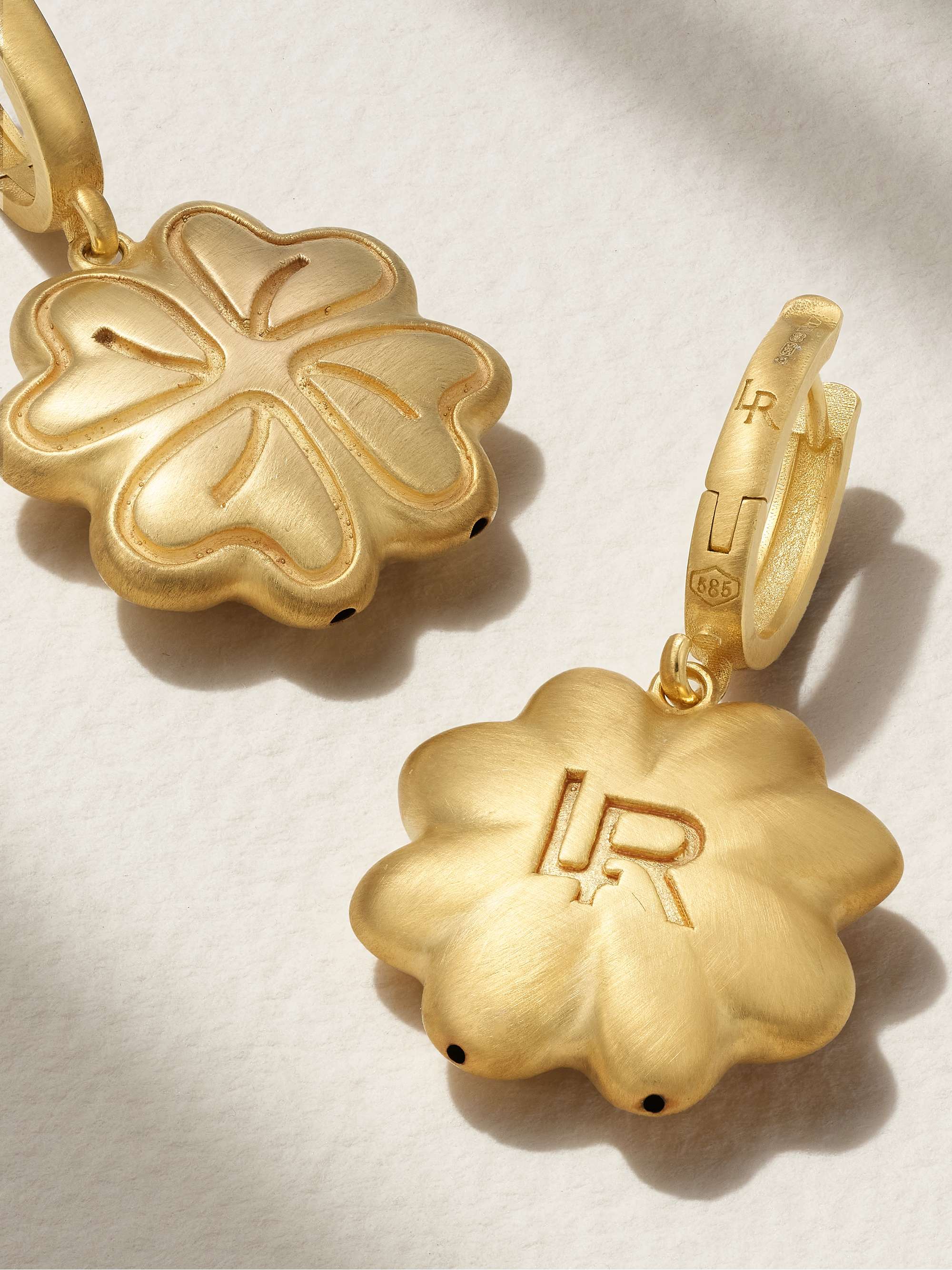 LAUREN RUBINSKI Four Leaf Clover 14-karat gold earrings