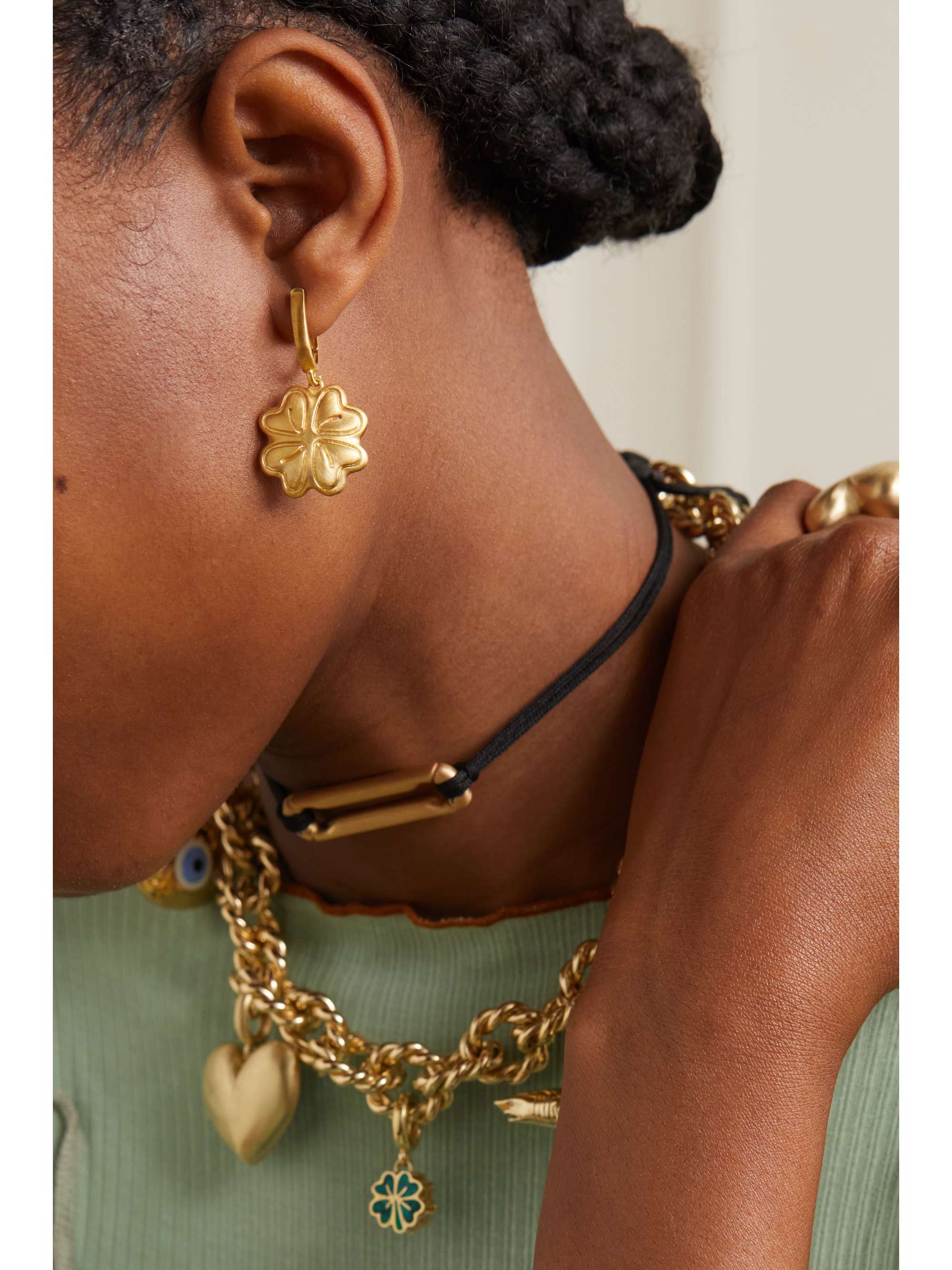 LAUREN RUBINSKI Four Leaf Clover 14-karat gold earrings