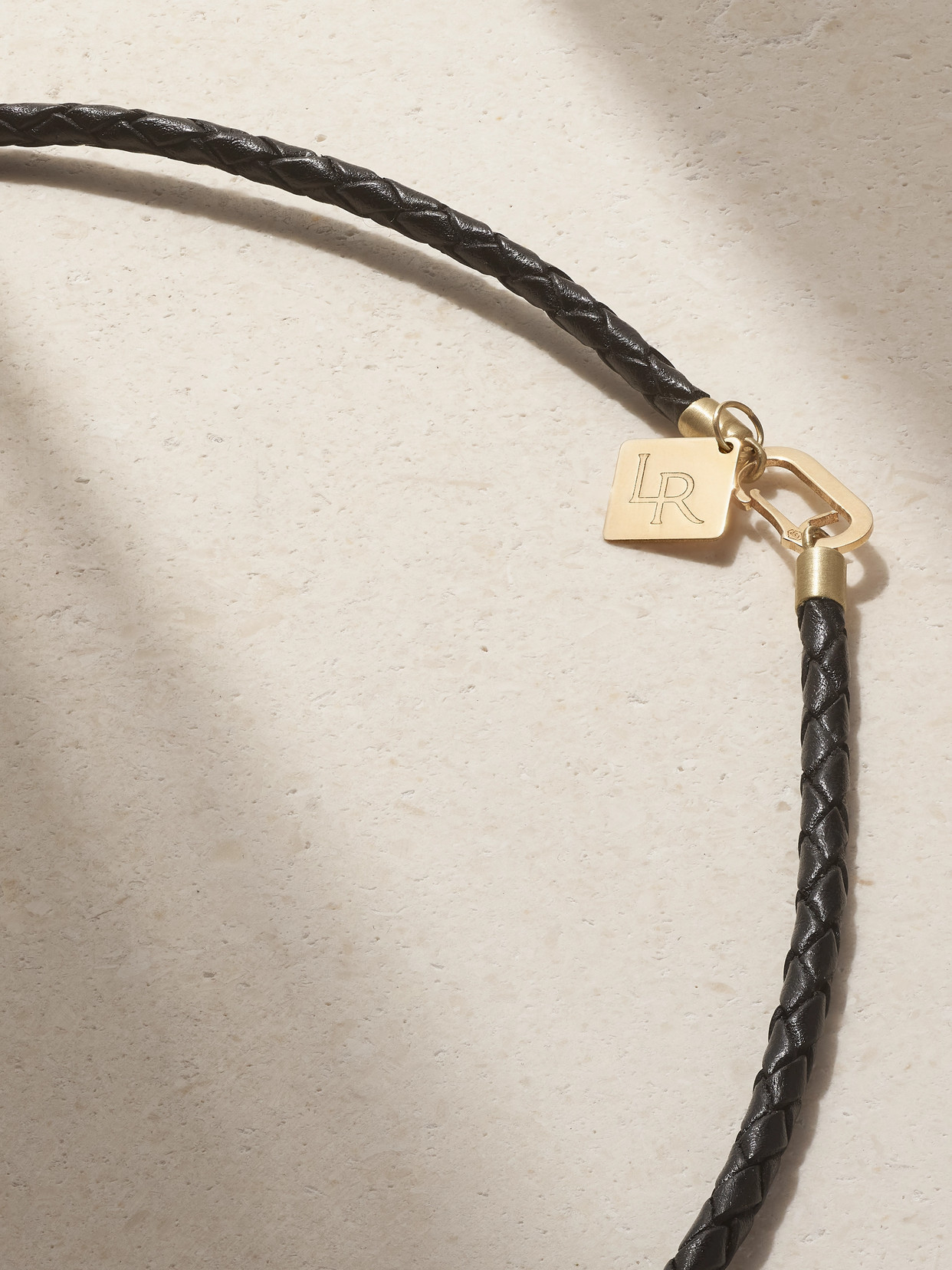 Lauren Rubinski 14-karat Gold, Enamel And Leather Necklace In Gold