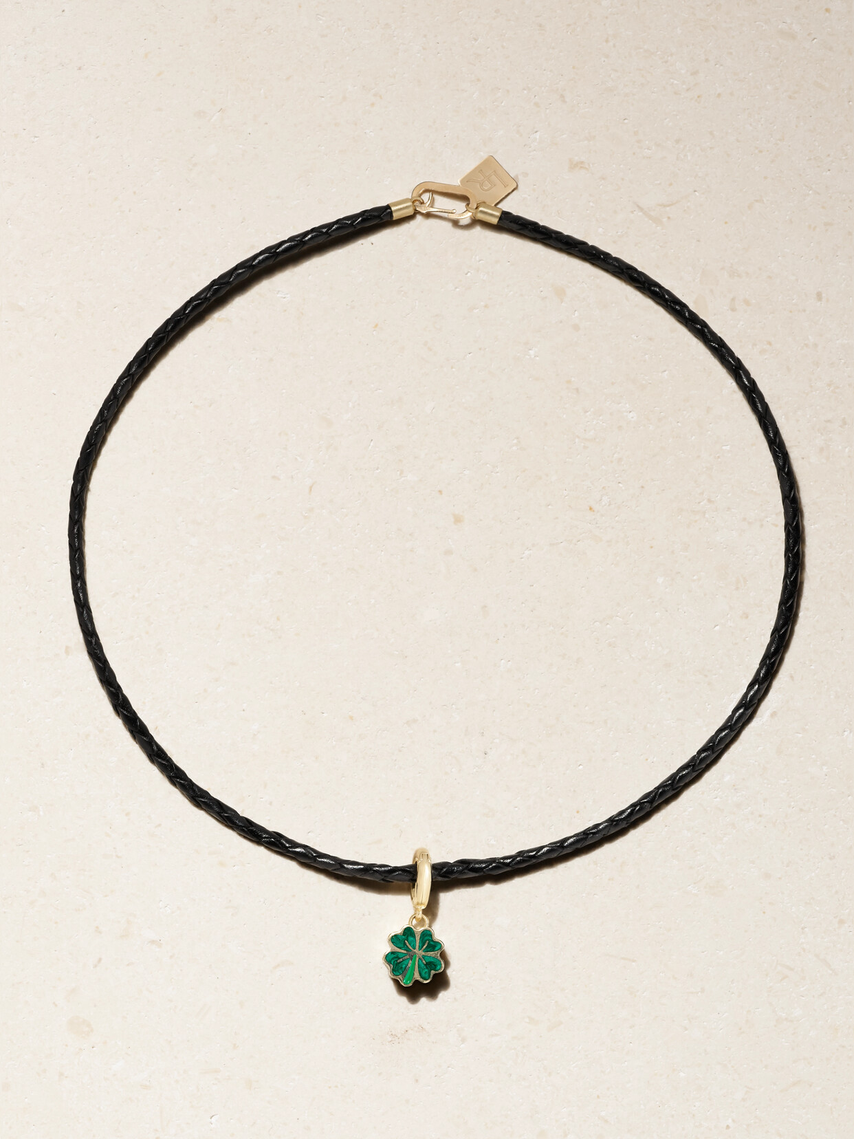 Lauren Rubinski 14-karat Gold, Enamel And Leather Necklace