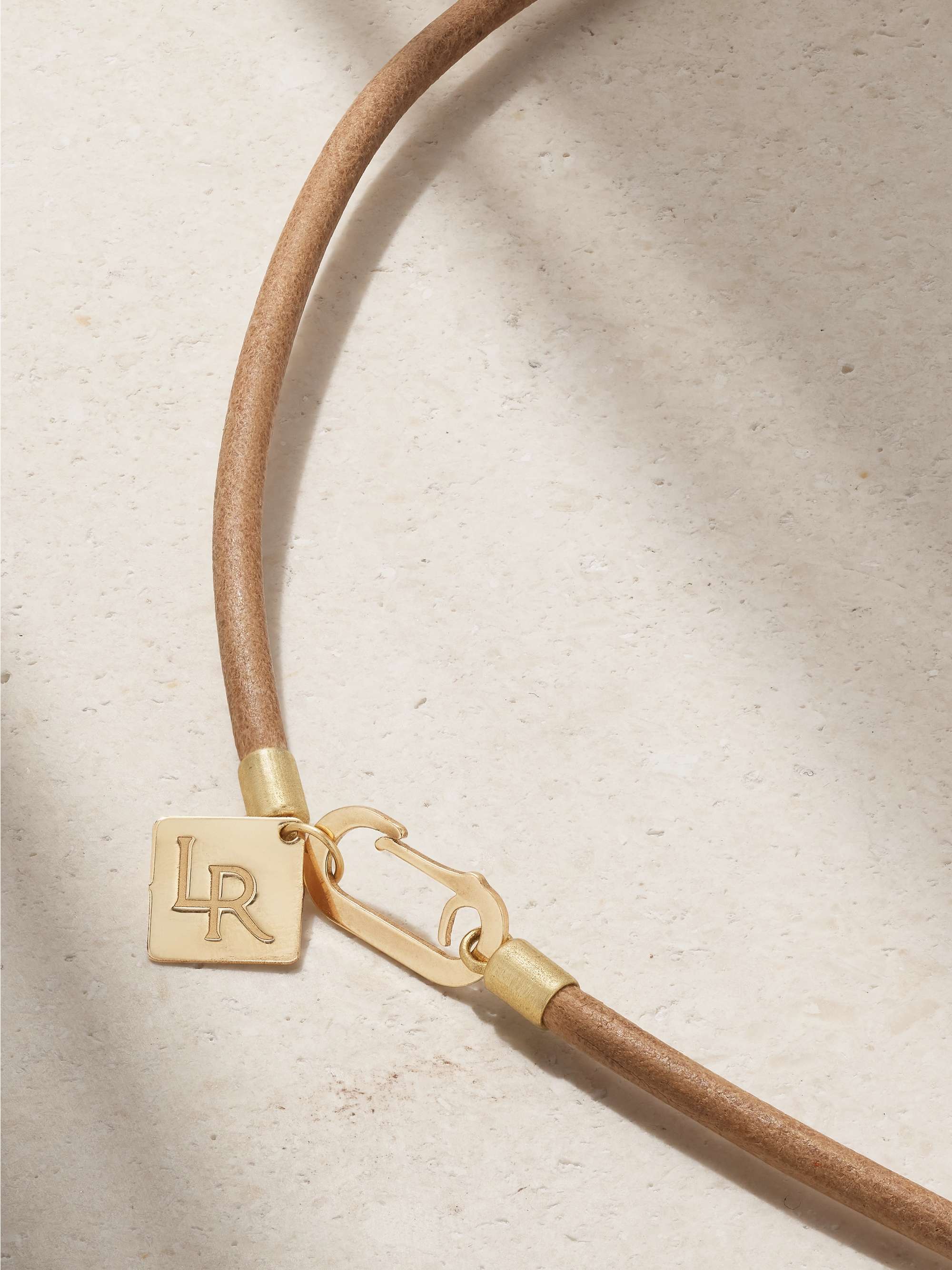 LAUREN RUBINSKI Lady Bug 14-karat gold, enamel and leather necklace