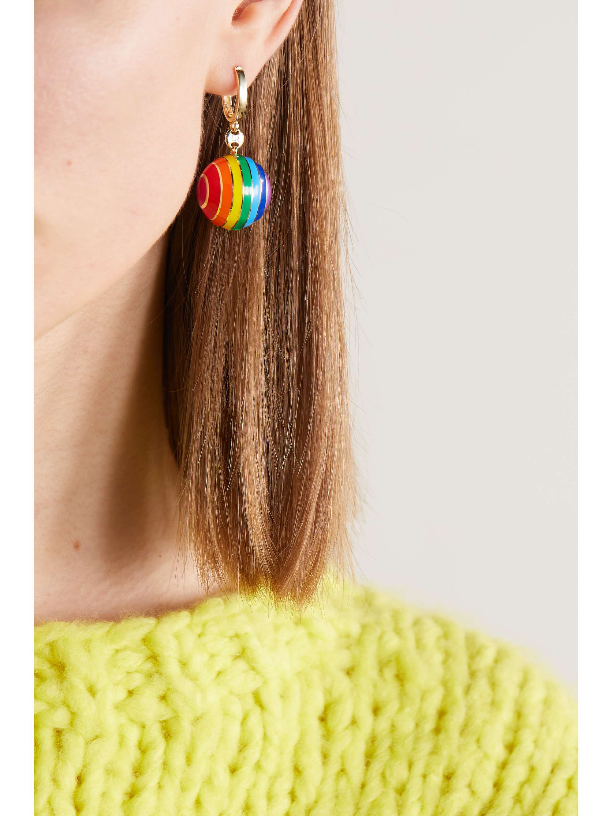 LAUREN RUBINSKI 14-karat gold enamel earrings