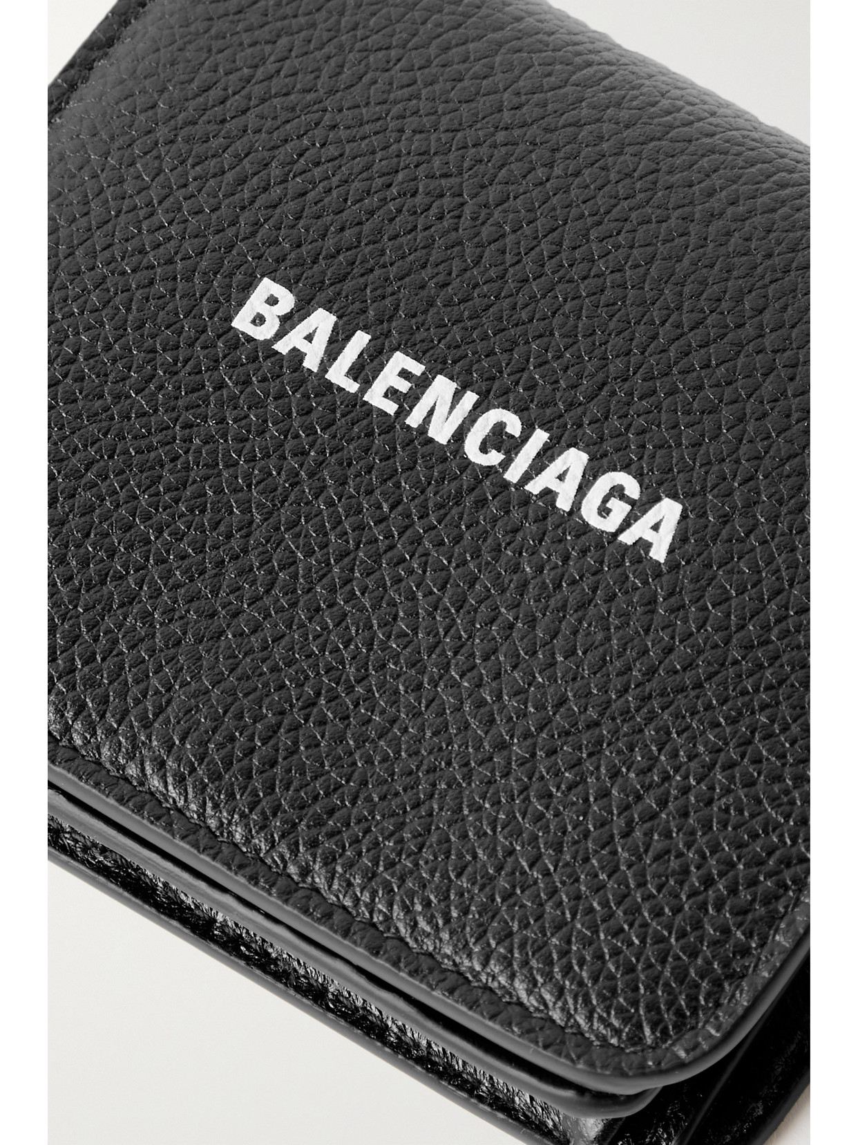 Balenciaga Printed Textured-leather Cardholder In Black