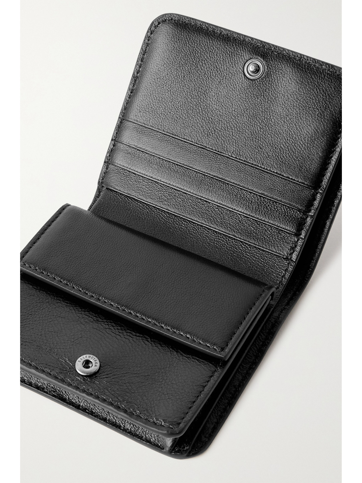 Balenciaga Printed Textured-leather Cardholder In Black