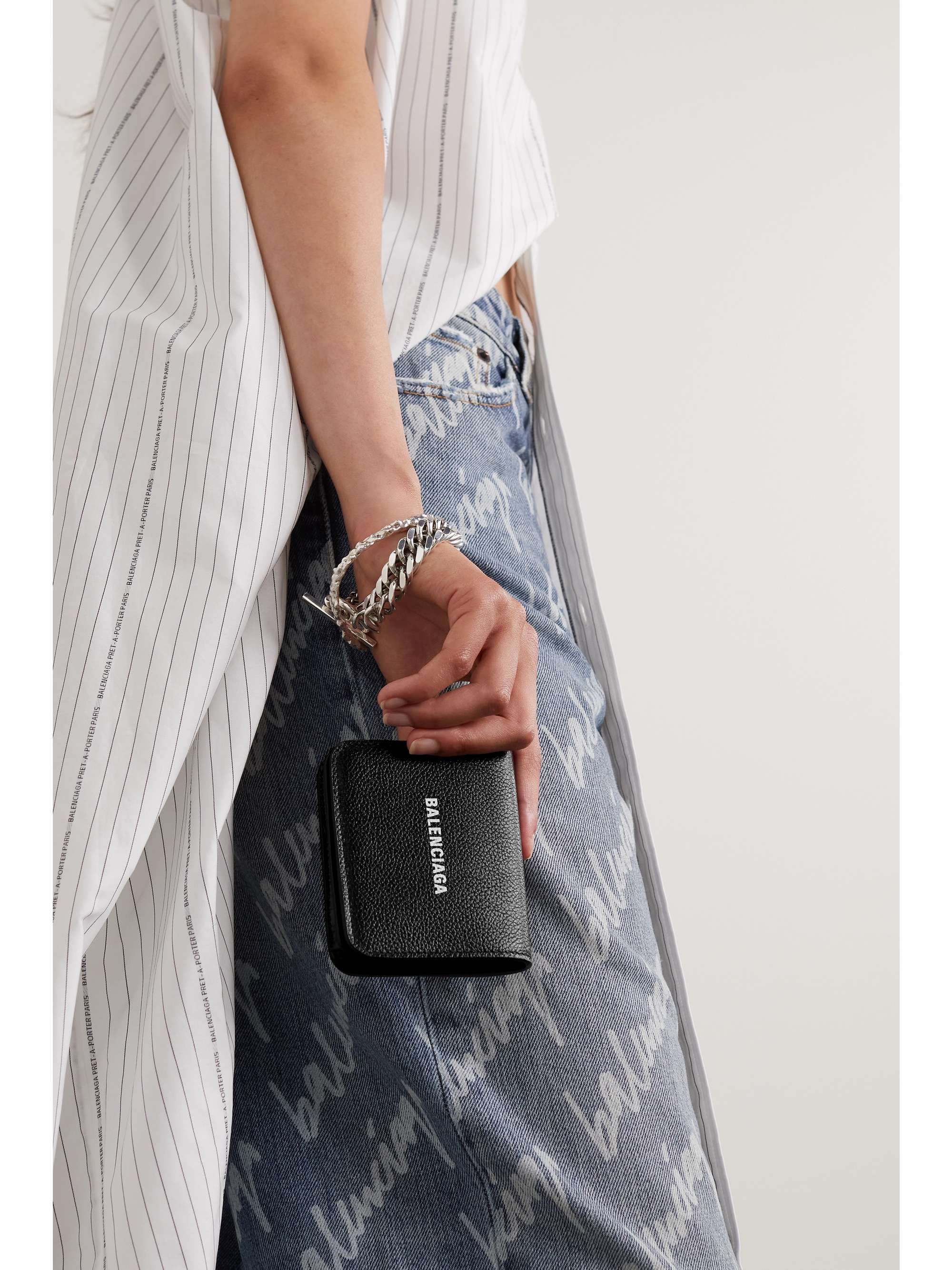 BALENCIAGA Printed croc-effect leather cardholder