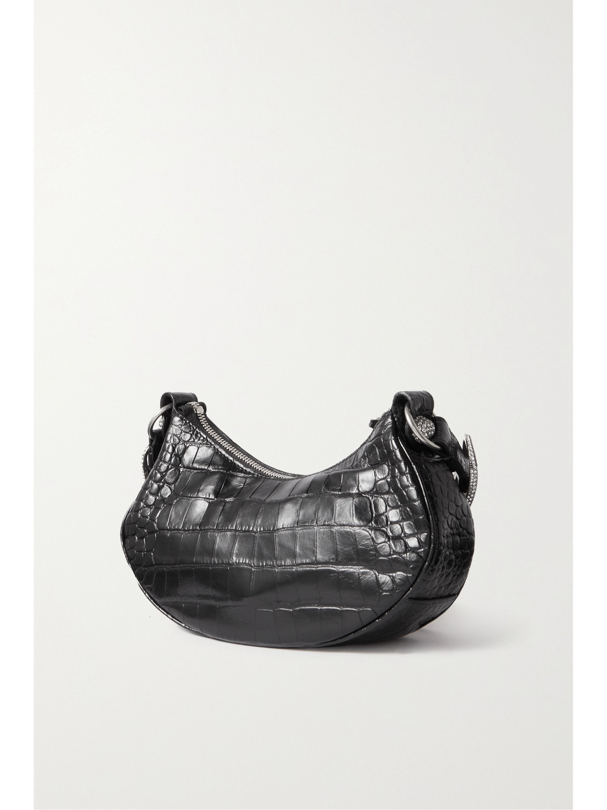 Balenciaga Green Leather Shoulder Handbag With Magnetic Closure And Metal Details In Black
