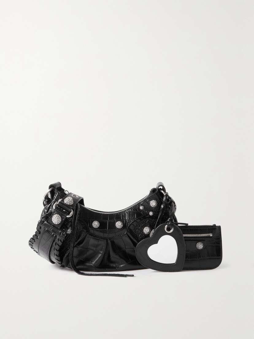 Balenciaga Le Cagole Xs Embellished Croc-effect Leather Shoulder Bag