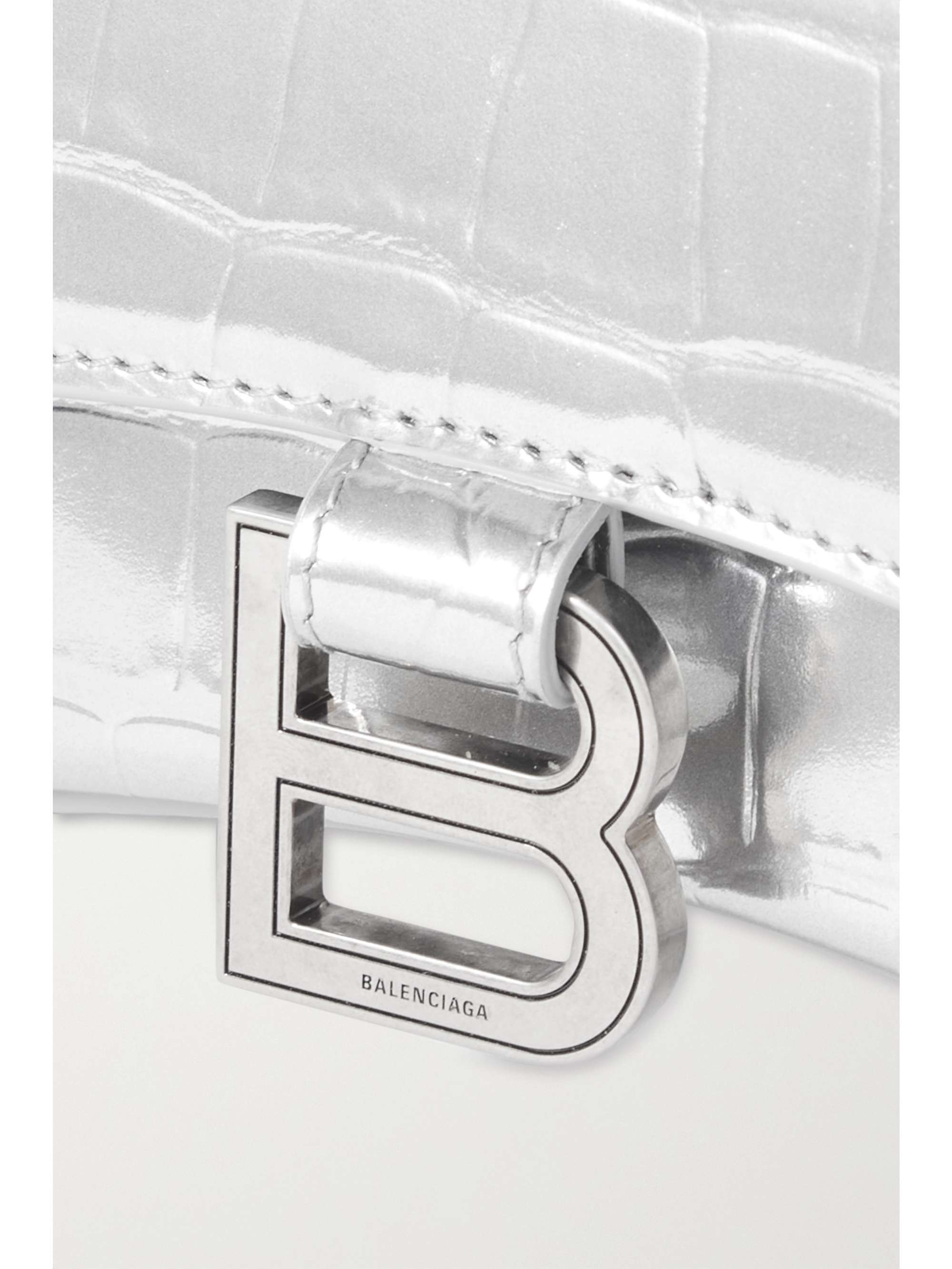 BALENCIAGA Hourglass XS metallic leather tote