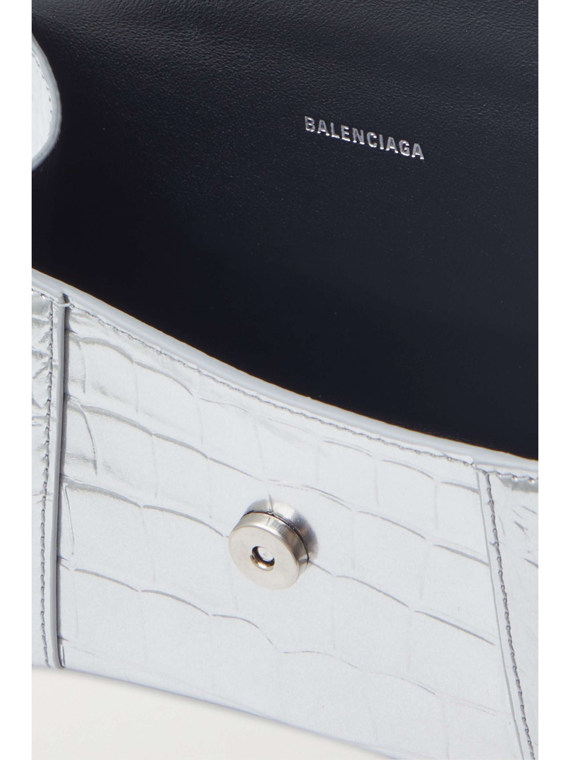 BALENCIAGA Hourglass XS metallic leather tote