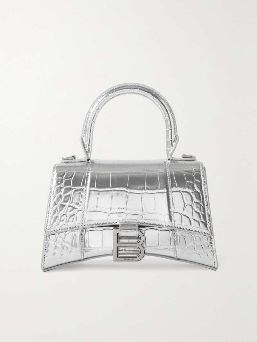 Balenciaga Hourglass Xs Metallic Leather Tote