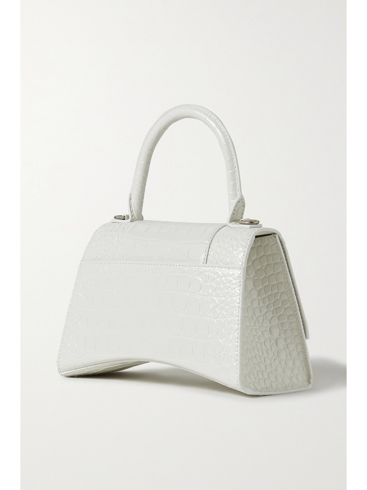 Shop Balenciaga Hourglass Small Croc-effect Leather Tote In White