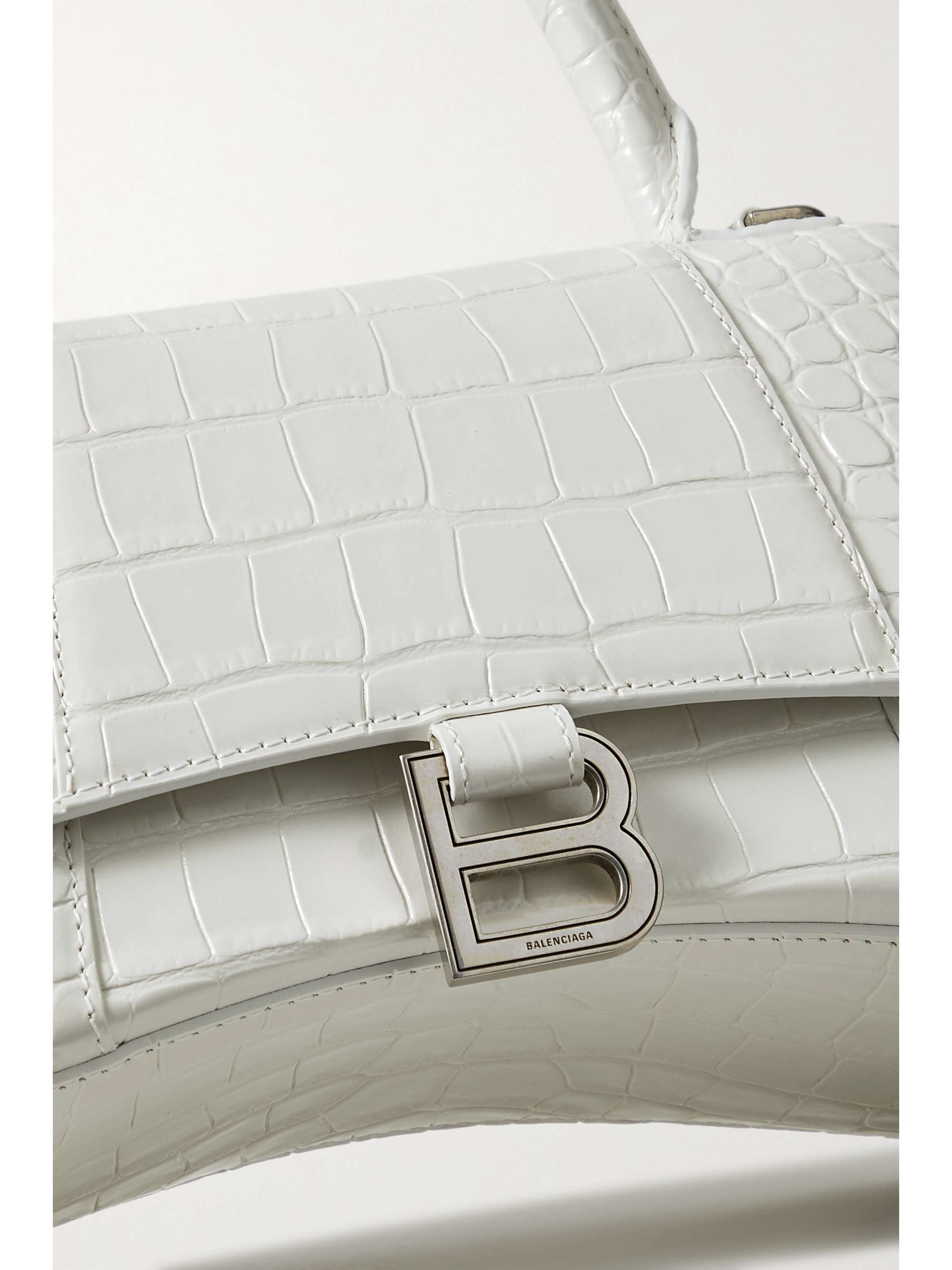 BALENCIAGA Hourglass small croc-effect leather tote