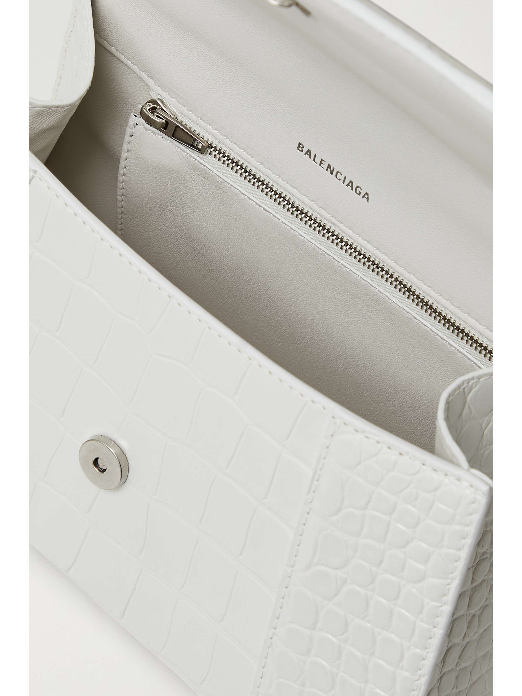 BALENCIAGA Hourglass small croc-effect leather tote