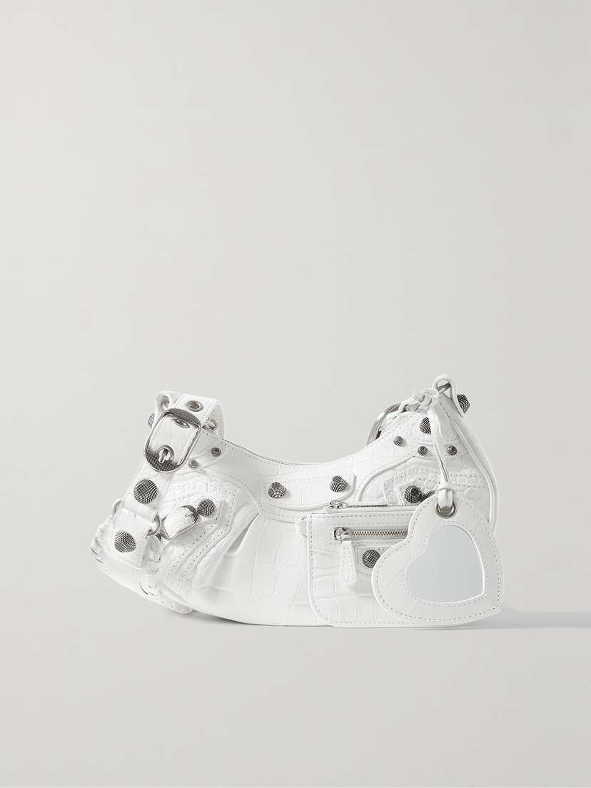Balenciaga Le Cagole Xs Studded Croc-effect Leather Shoulder Bag
