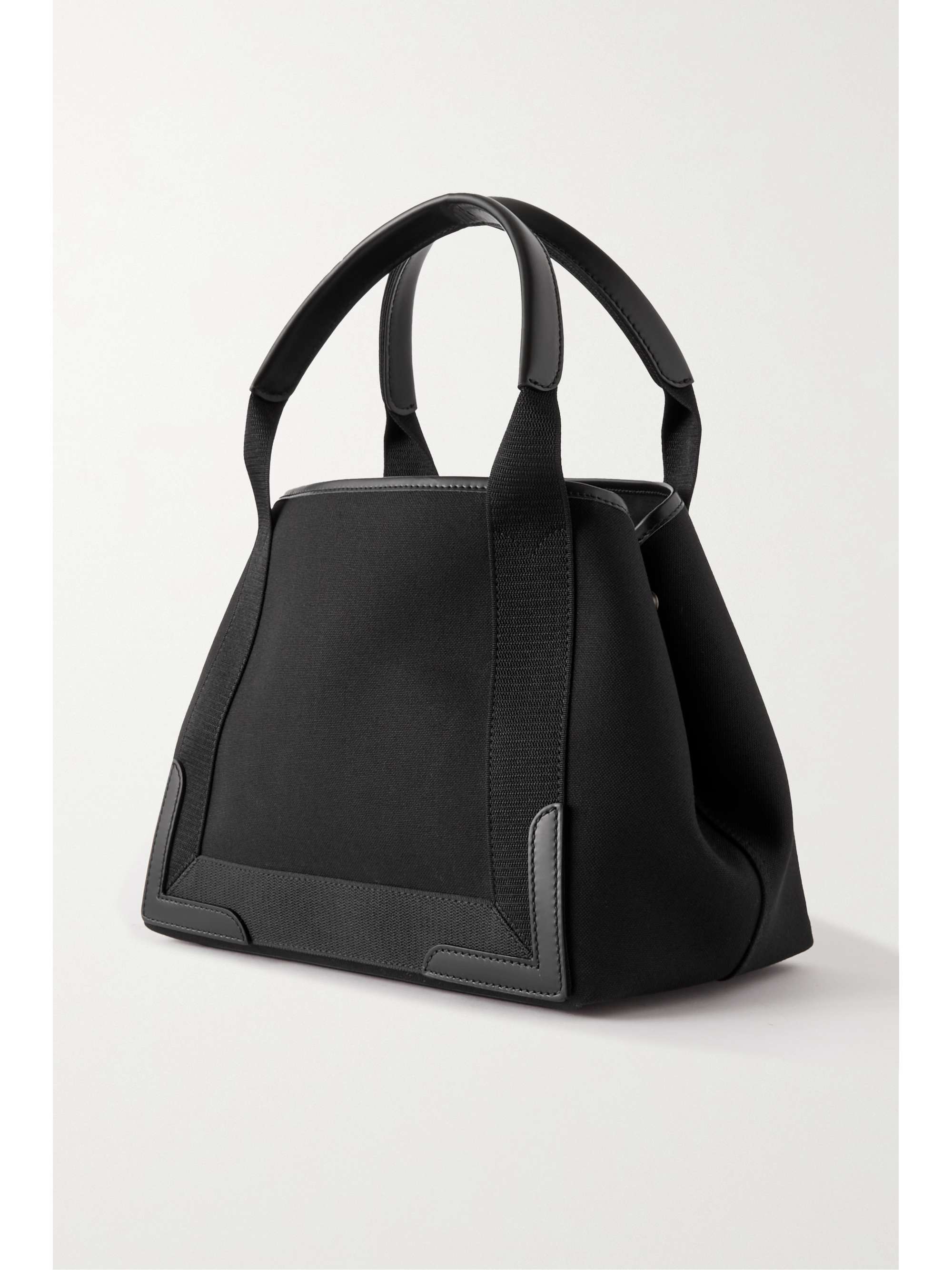BALENCIAGA Navy Cabas leather-trimmed printed organic cotton-canvas tote