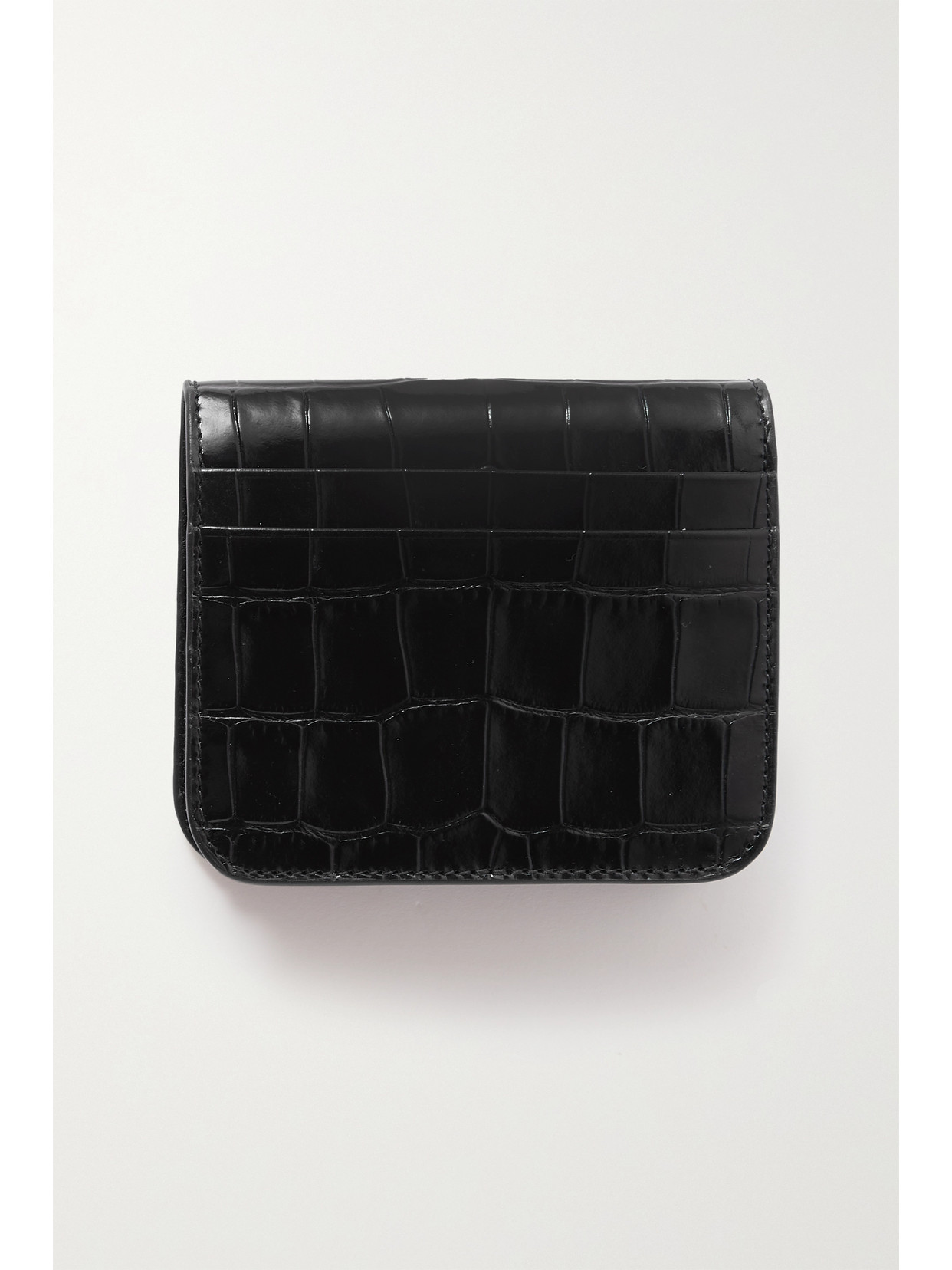 Balenciaga Printed Croc-effect Leather Cardholder In Black