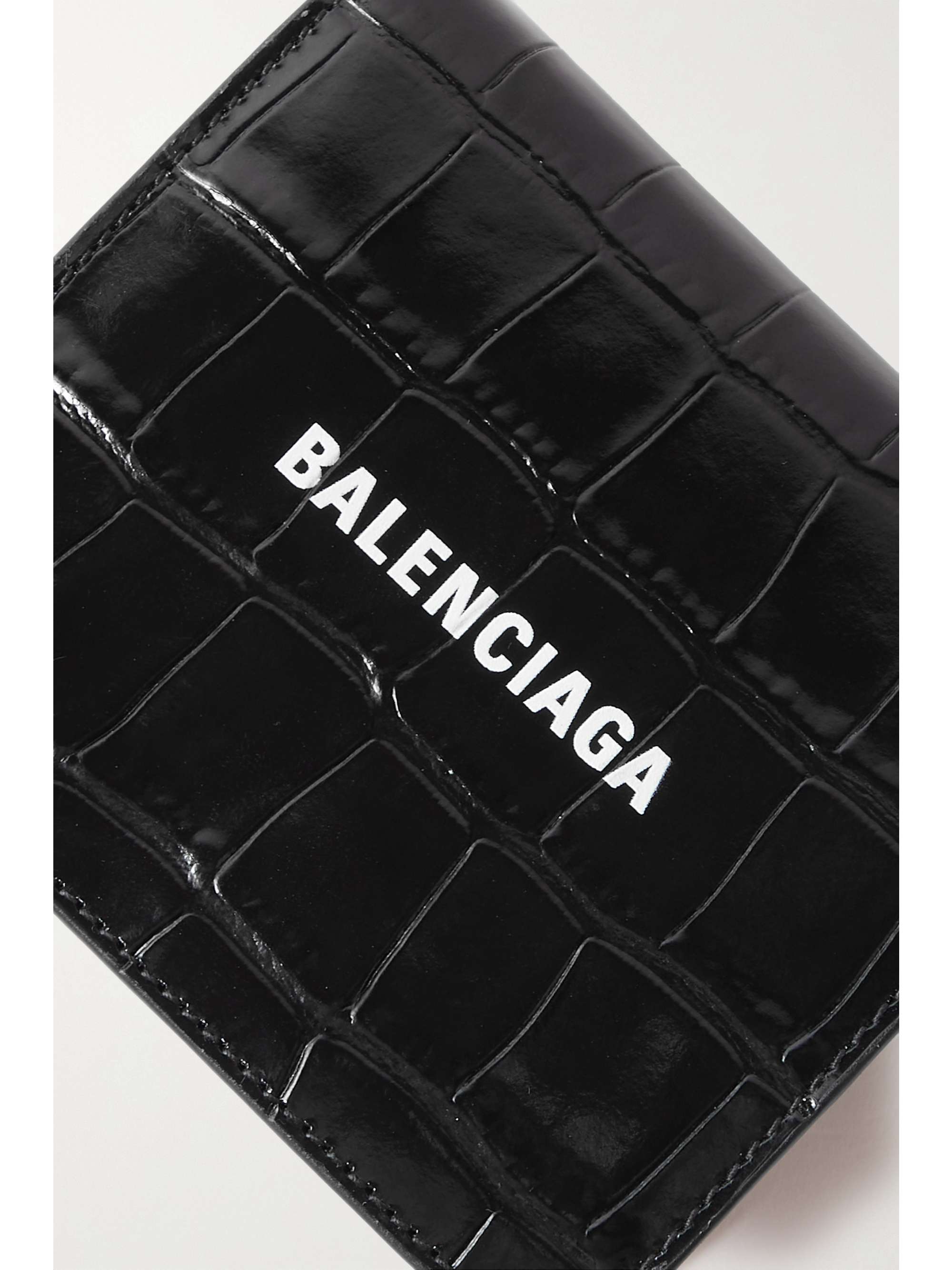 BALENCIAGA Printed croc-effect leather cardholder