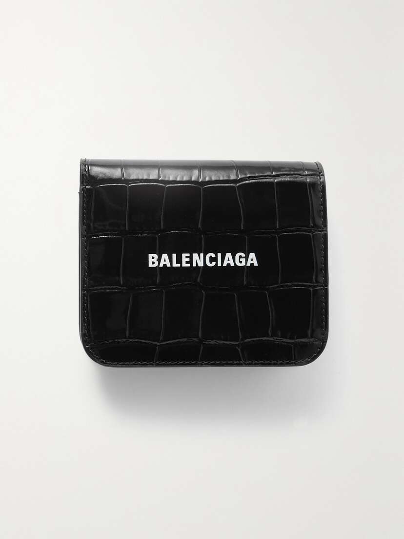 Balenciaga Printed Croc-effect Leather Cardholder