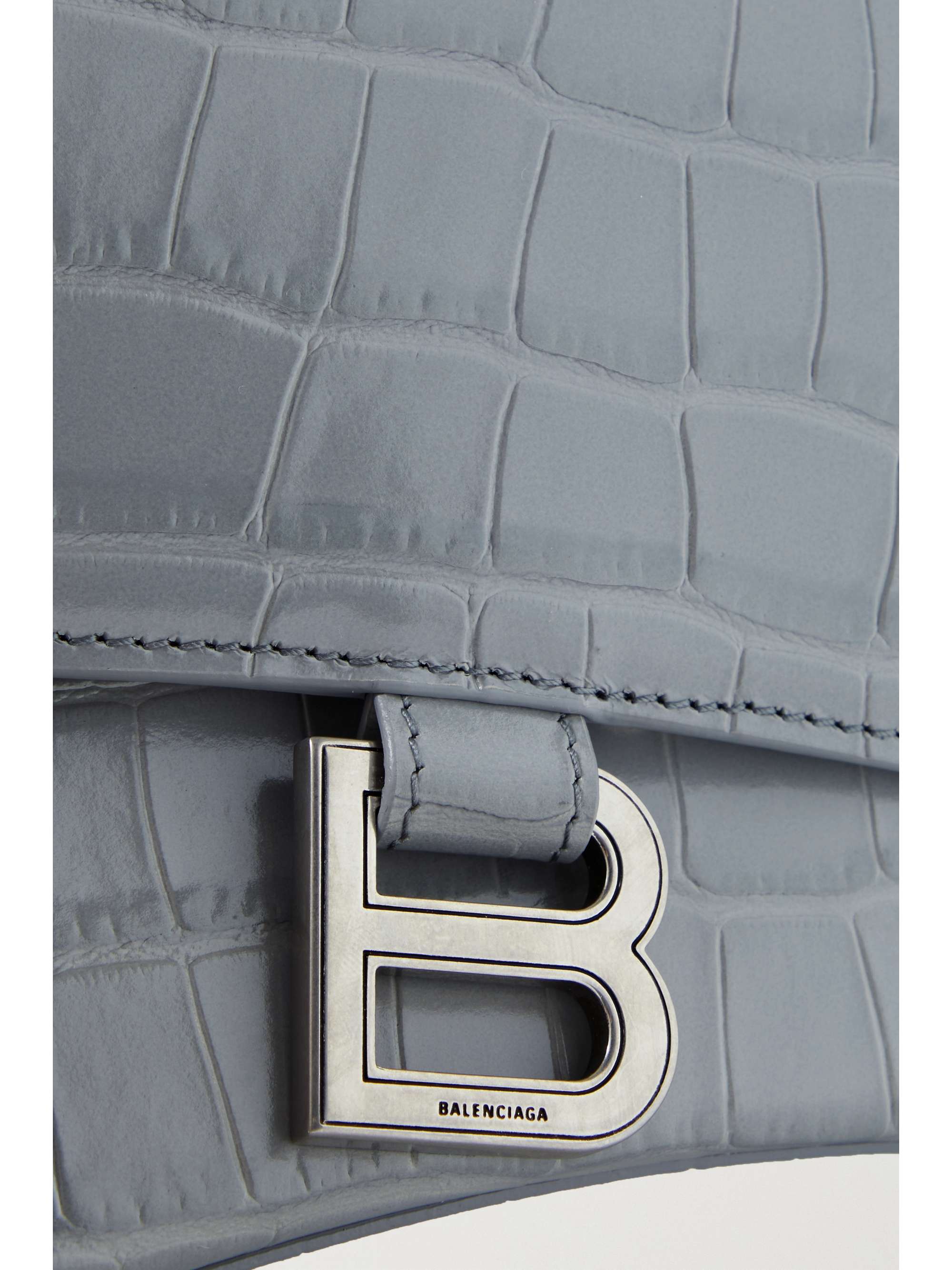 BALENCIAGA Hourglass small croc-effect leather tote