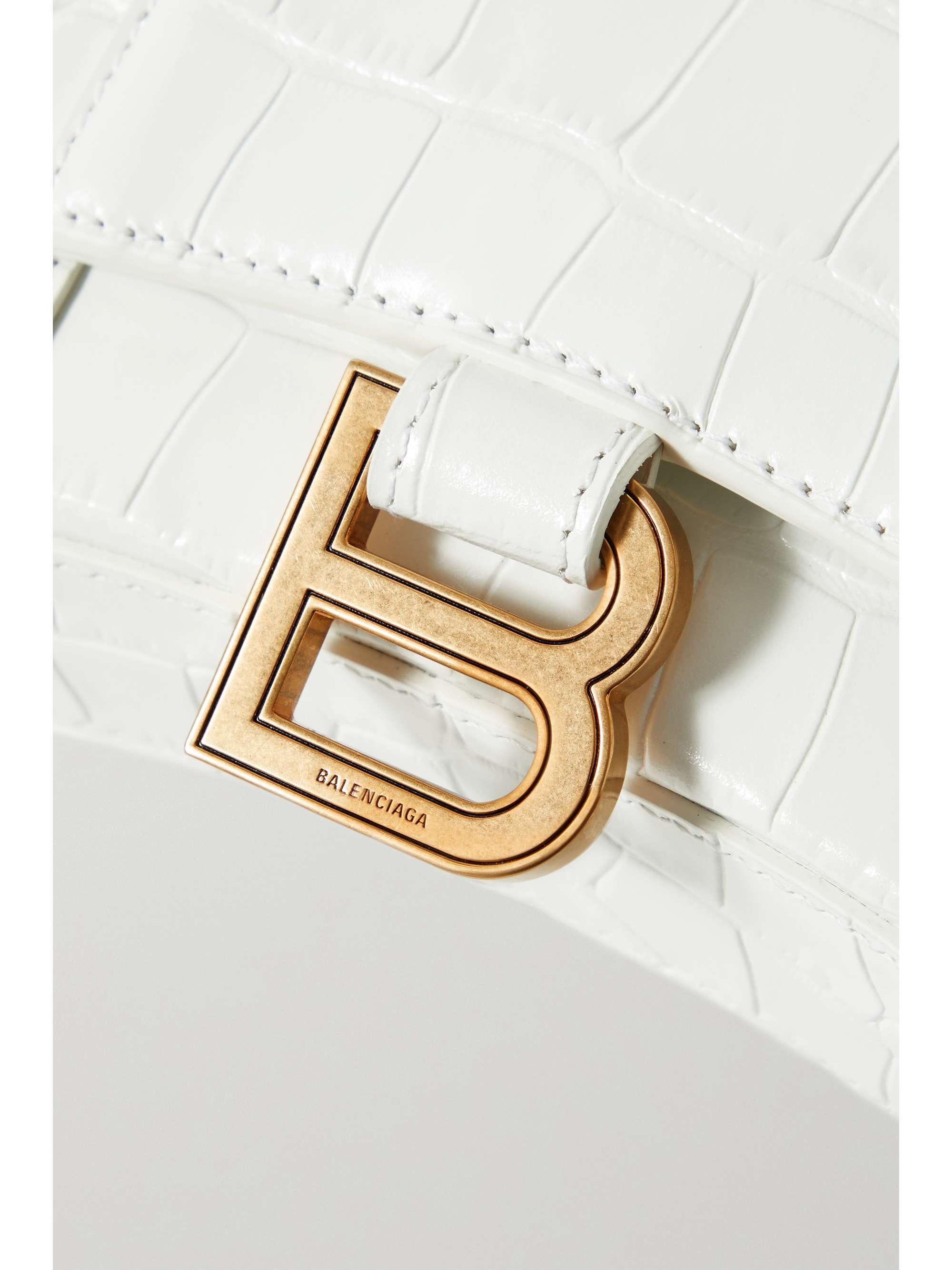 BALENCIAGA Hourglass croc-effect leather shoulder bag