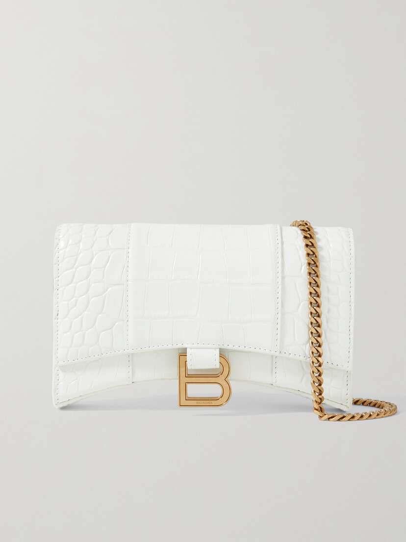 Balenciaga Hourglass Croc-effect Leather Shoulder Bag