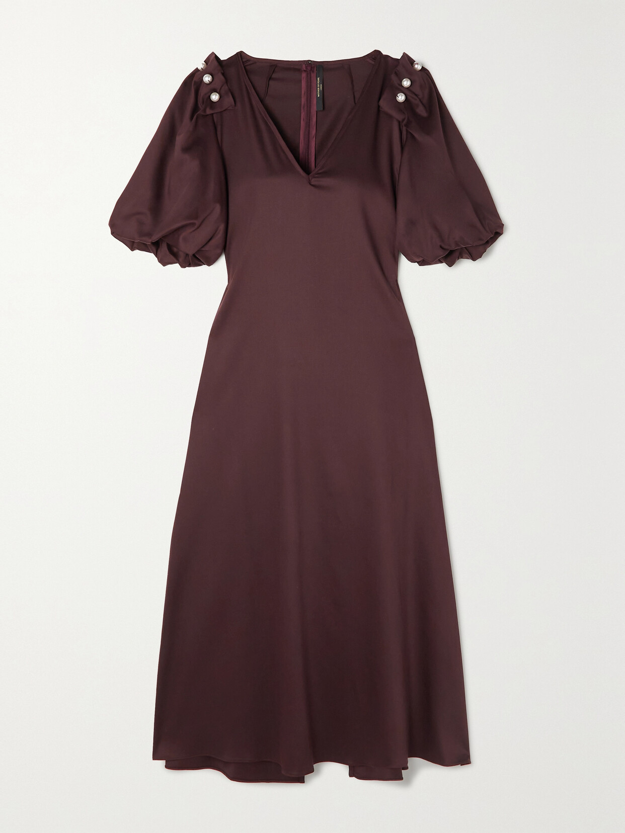 Mother Of Pearl Louella Faux Pearl-embellished Stretch-tencel Lyocell Maxi Dress In Burgundy