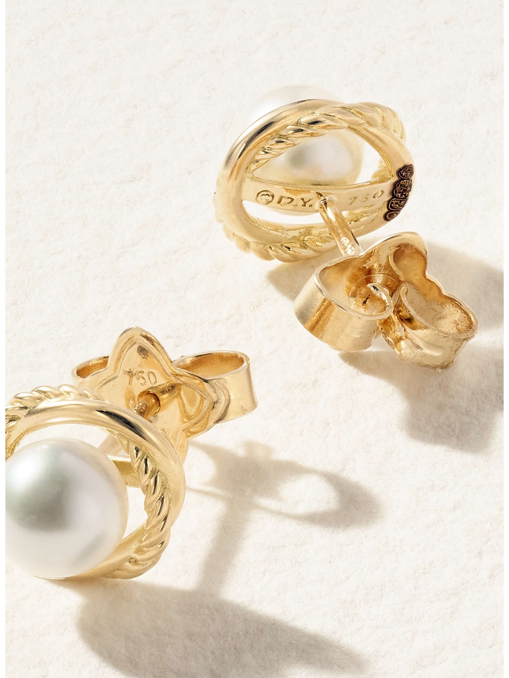 DAVID YURMAN Crossover Infinity 18-karat gold pearl earrings