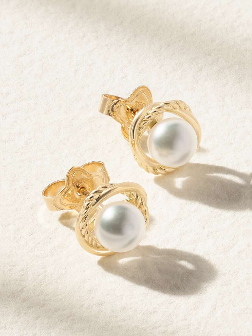 David Yurman Crossover Infinity 18-karat Gold Pearl Earrings
